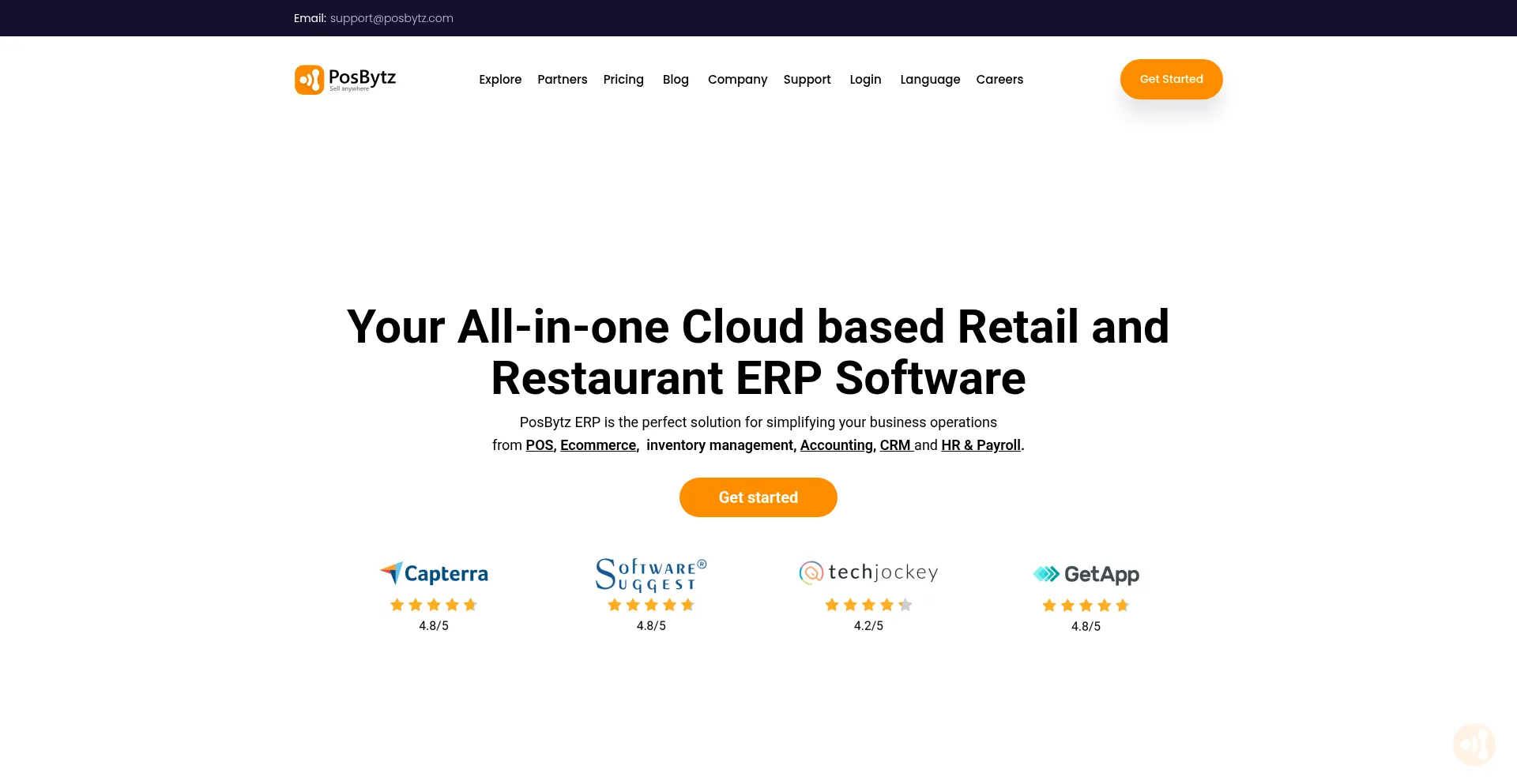 Website screenshot of Posbytz.com