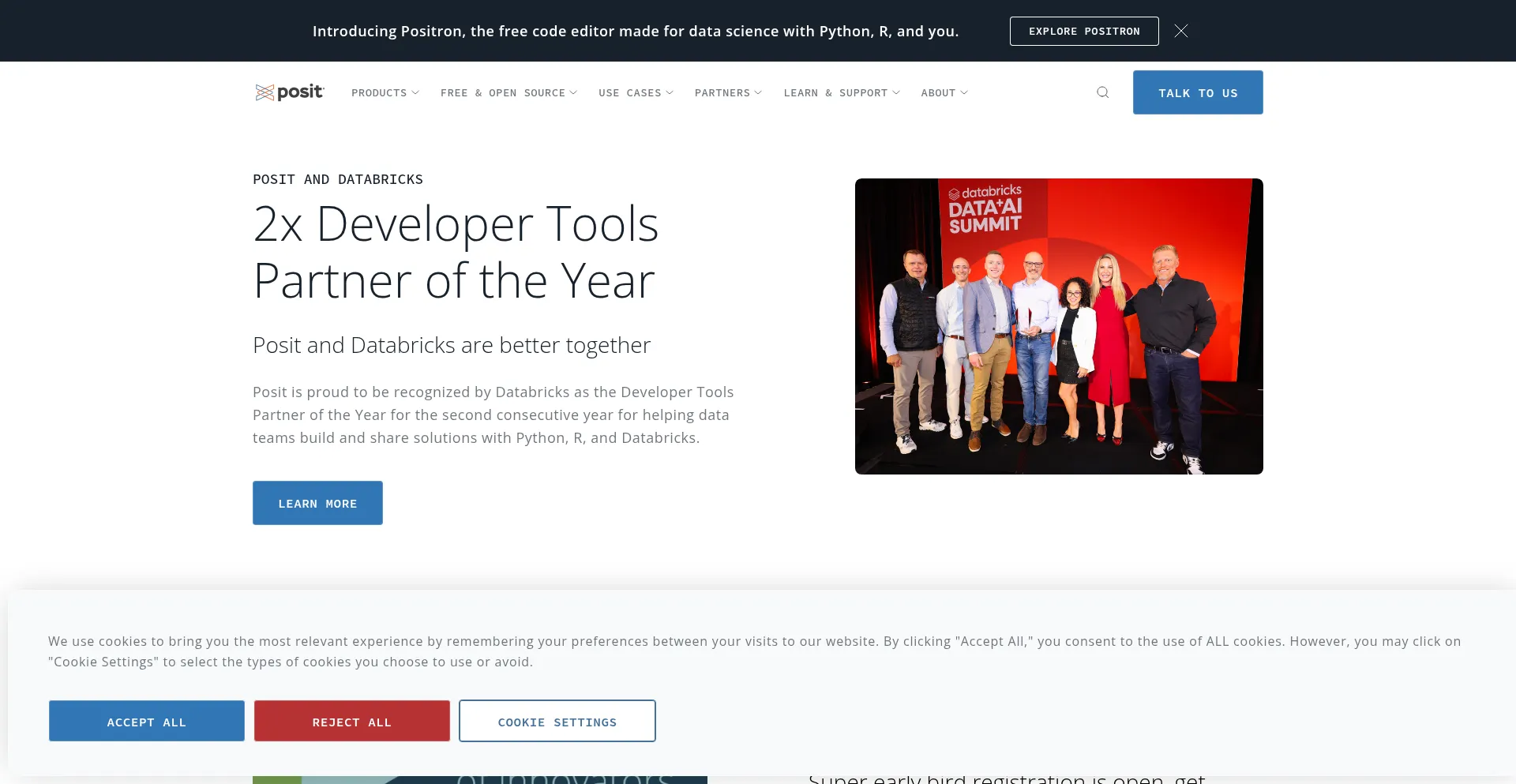 Website screenshot of Posit.co