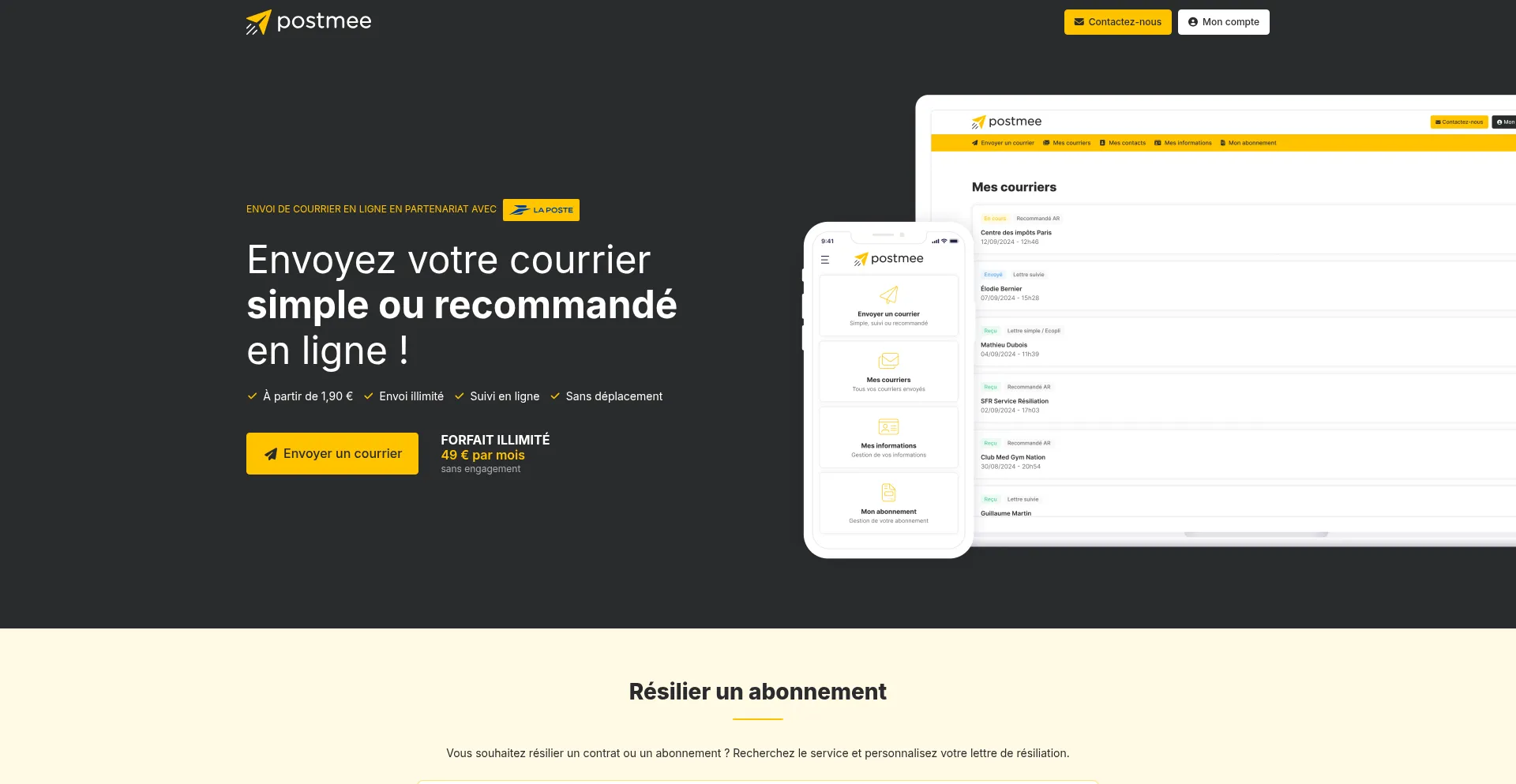 Website screenshot of Postmee.com
