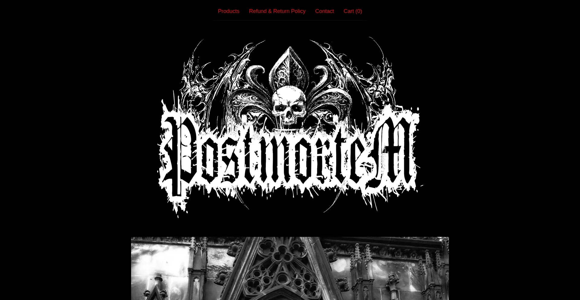 Website screenshot of Postmortemclo.bigcartel.com