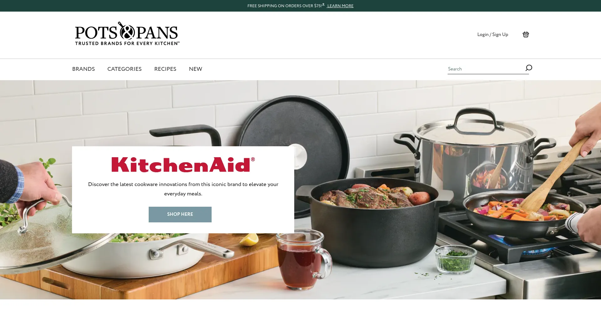 Website screenshot of Potsandpans.com