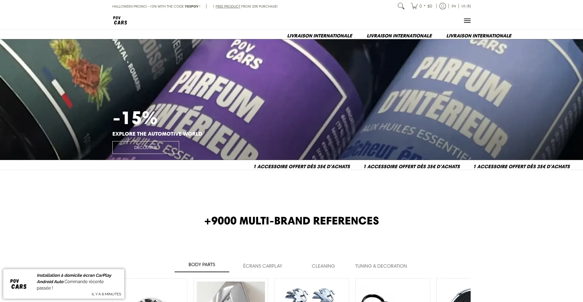 Website screenshot of Povcars.com