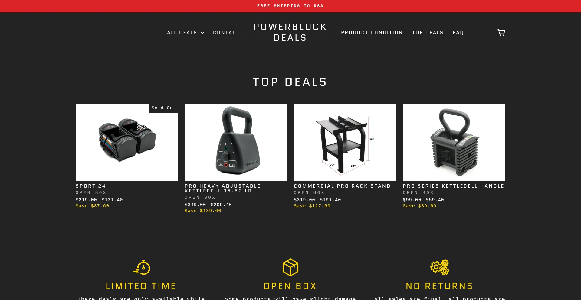 Website screenshot of Powerblockdeals.com