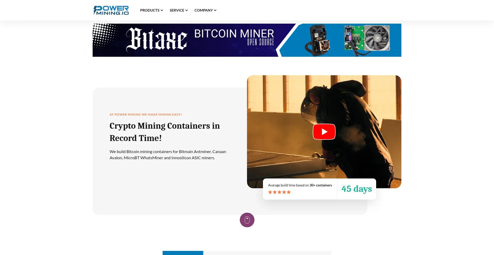 Website screenshot of Powermining.io