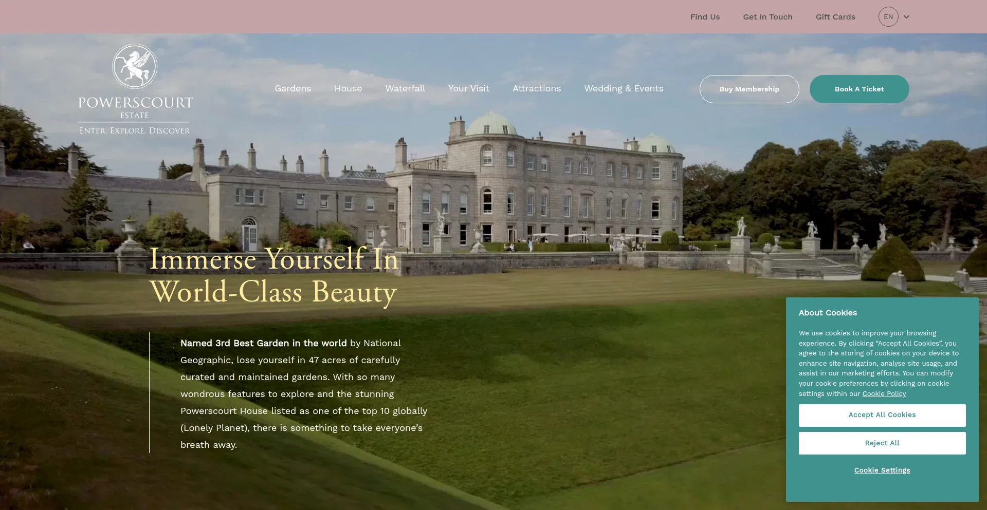 Website screenshot of Powerscourt.com