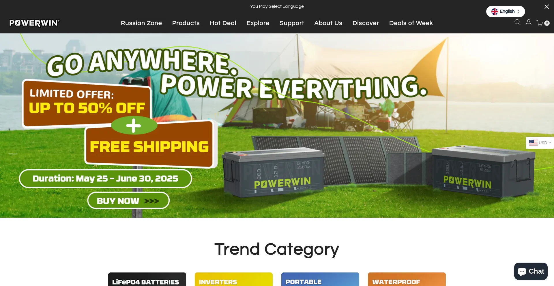 Website screenshot of Powerwinpower.com
