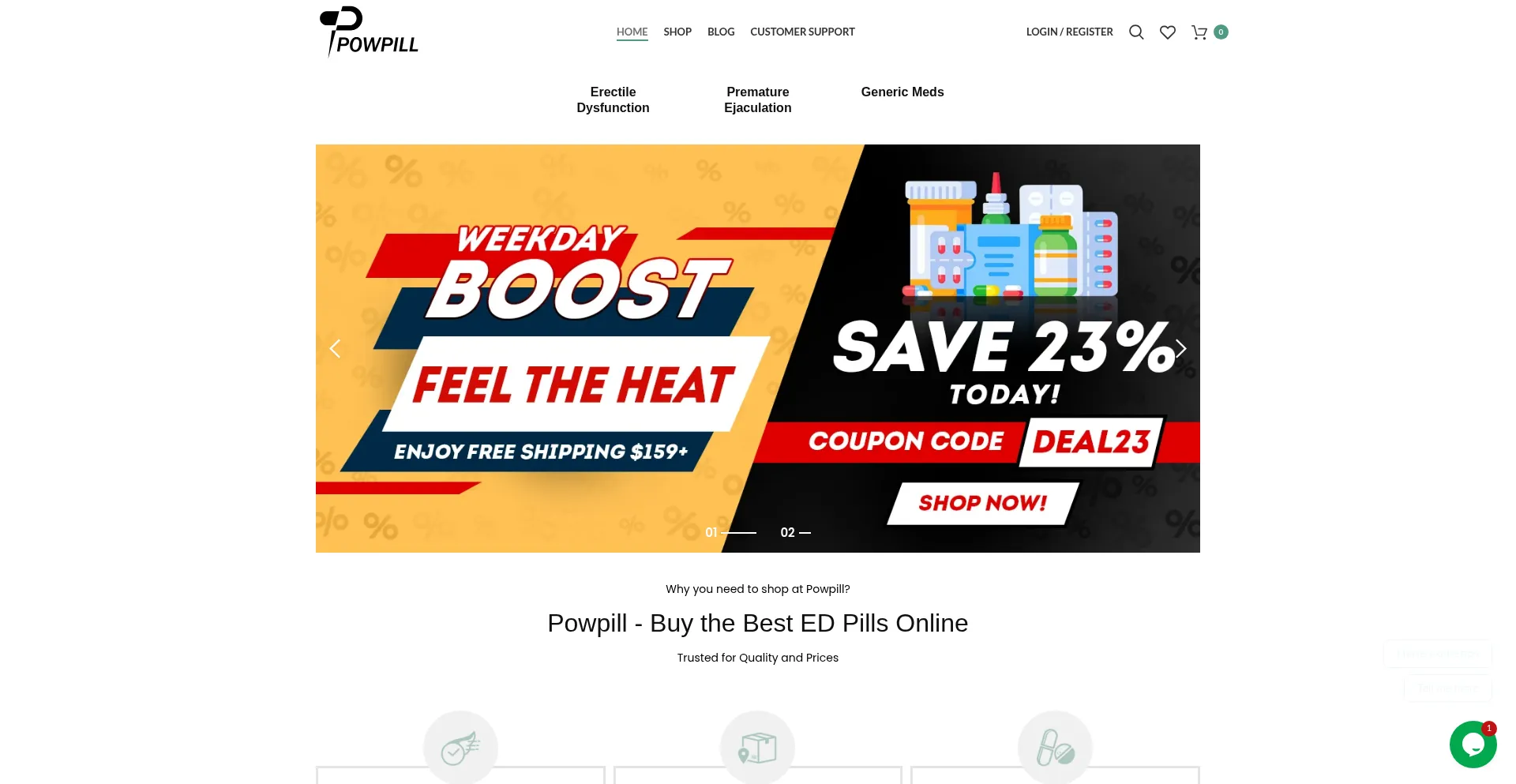Website screenshot of Powpill.com
