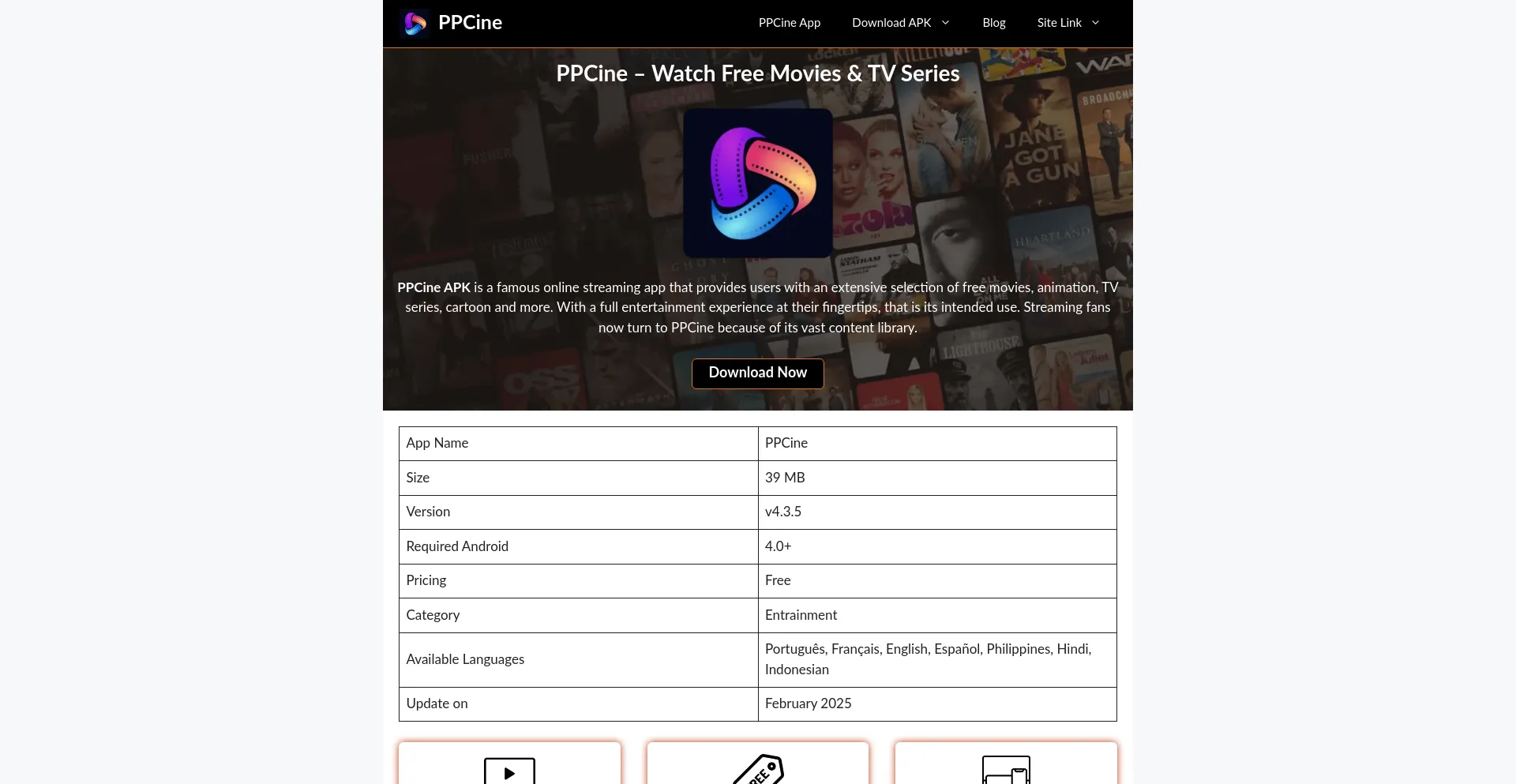 Website screenshot of Ppcine.org