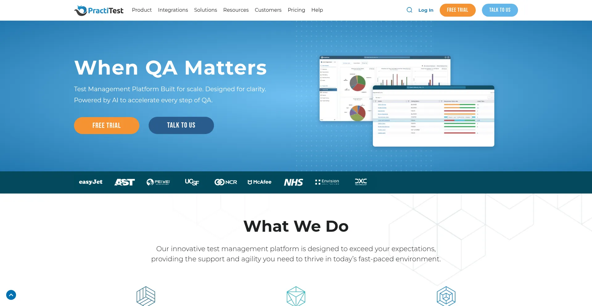 Website screenshot of Practitest.com