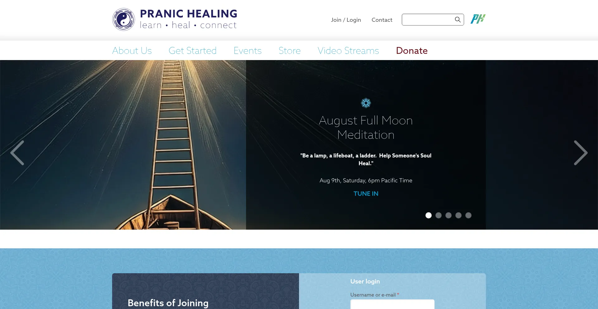 Website screenshot of Pranichealing.com