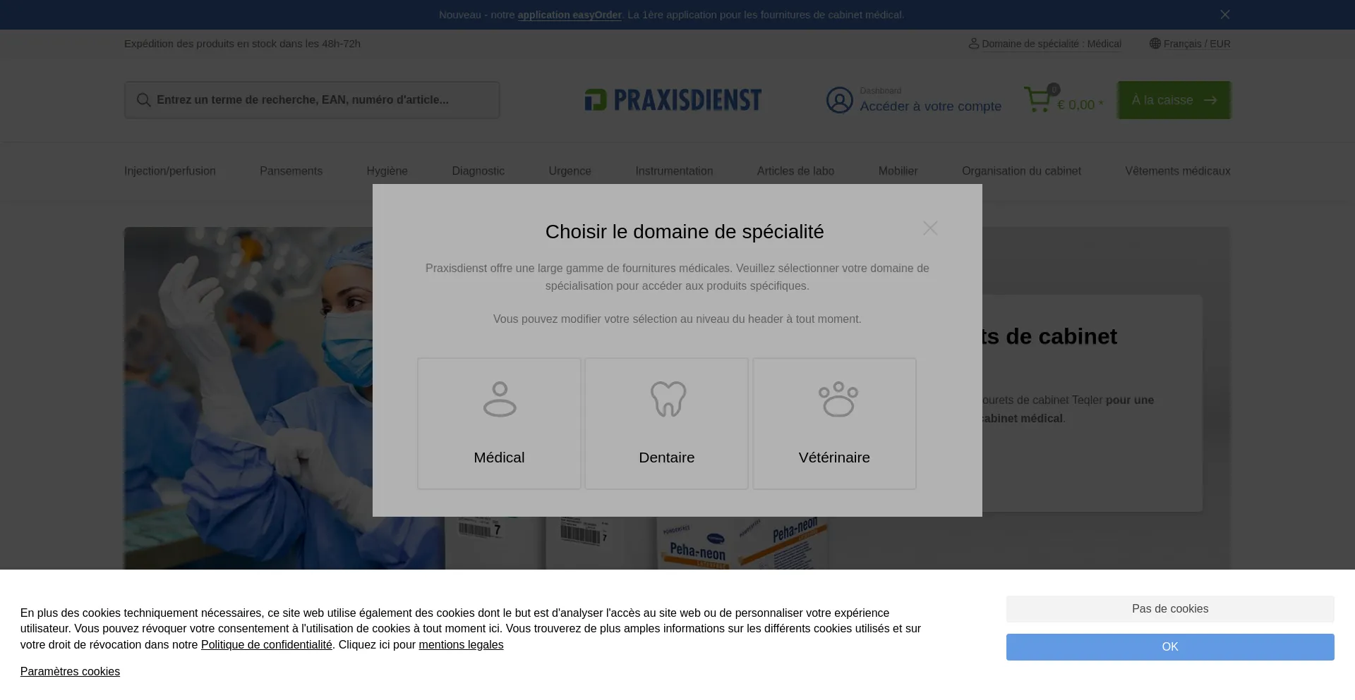 Website screenshot of Praxisdienst.fr
