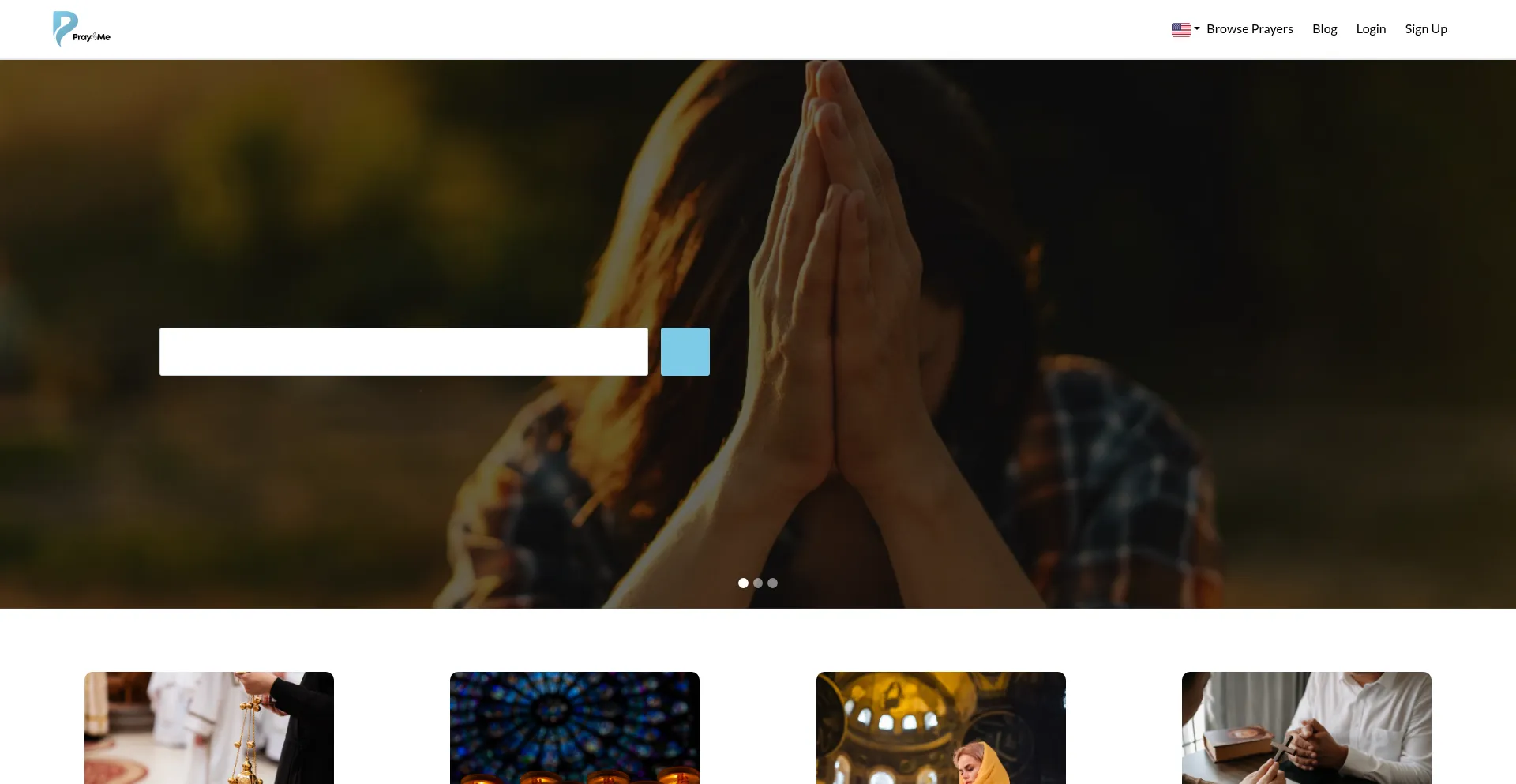 Website screenshot of Prayforme.com