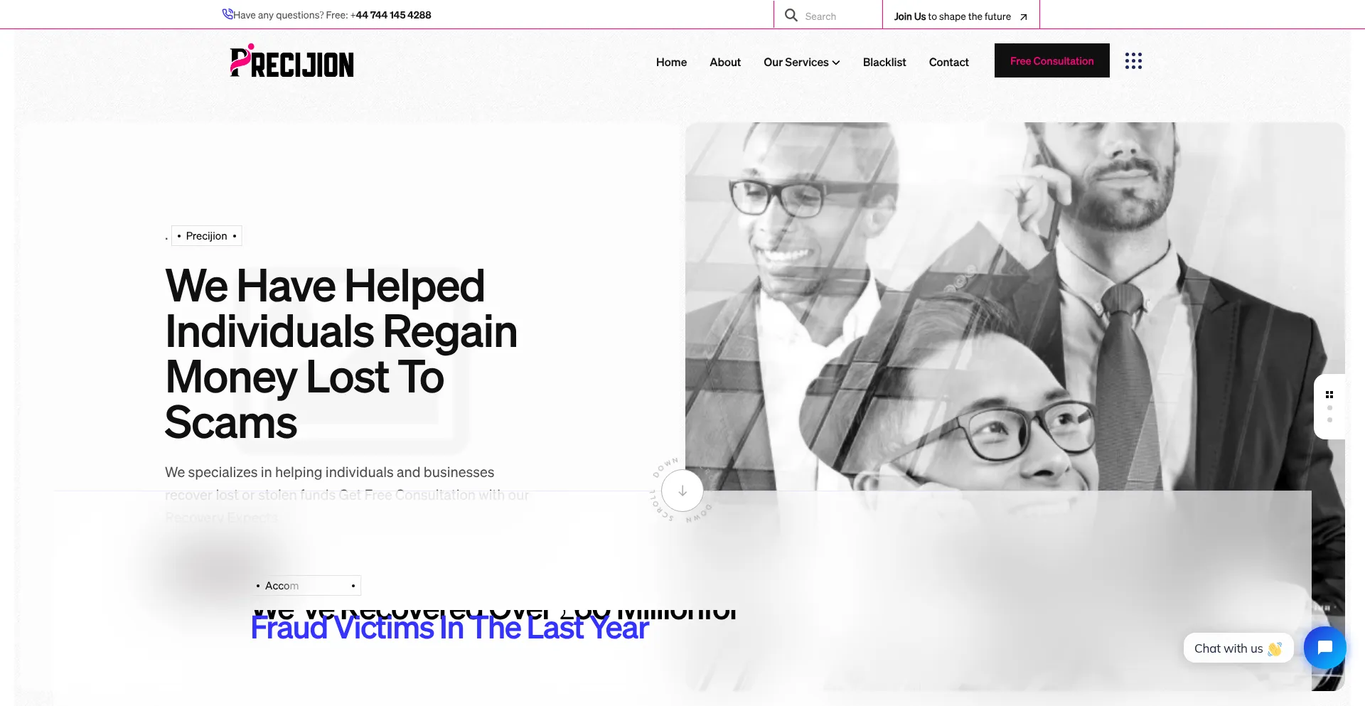 Website screenshot of Precijion.com