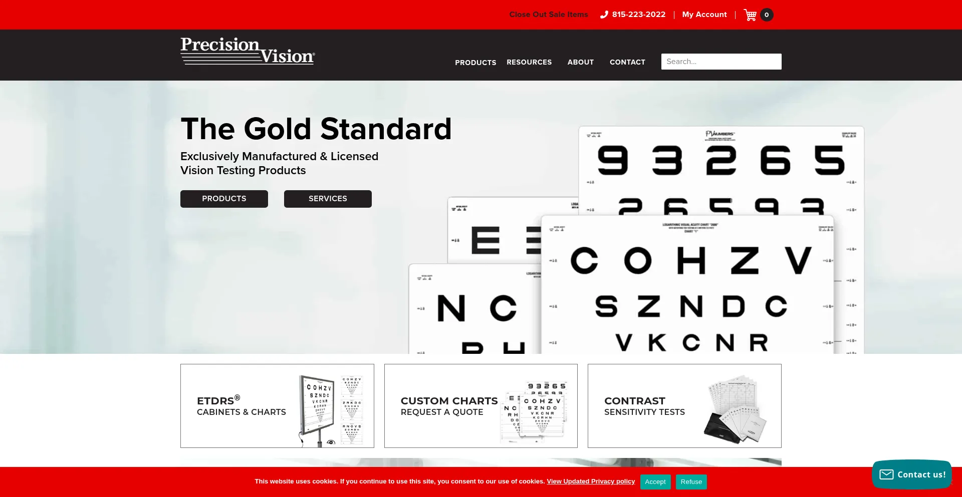 Website screenshot of Precisionvision.com