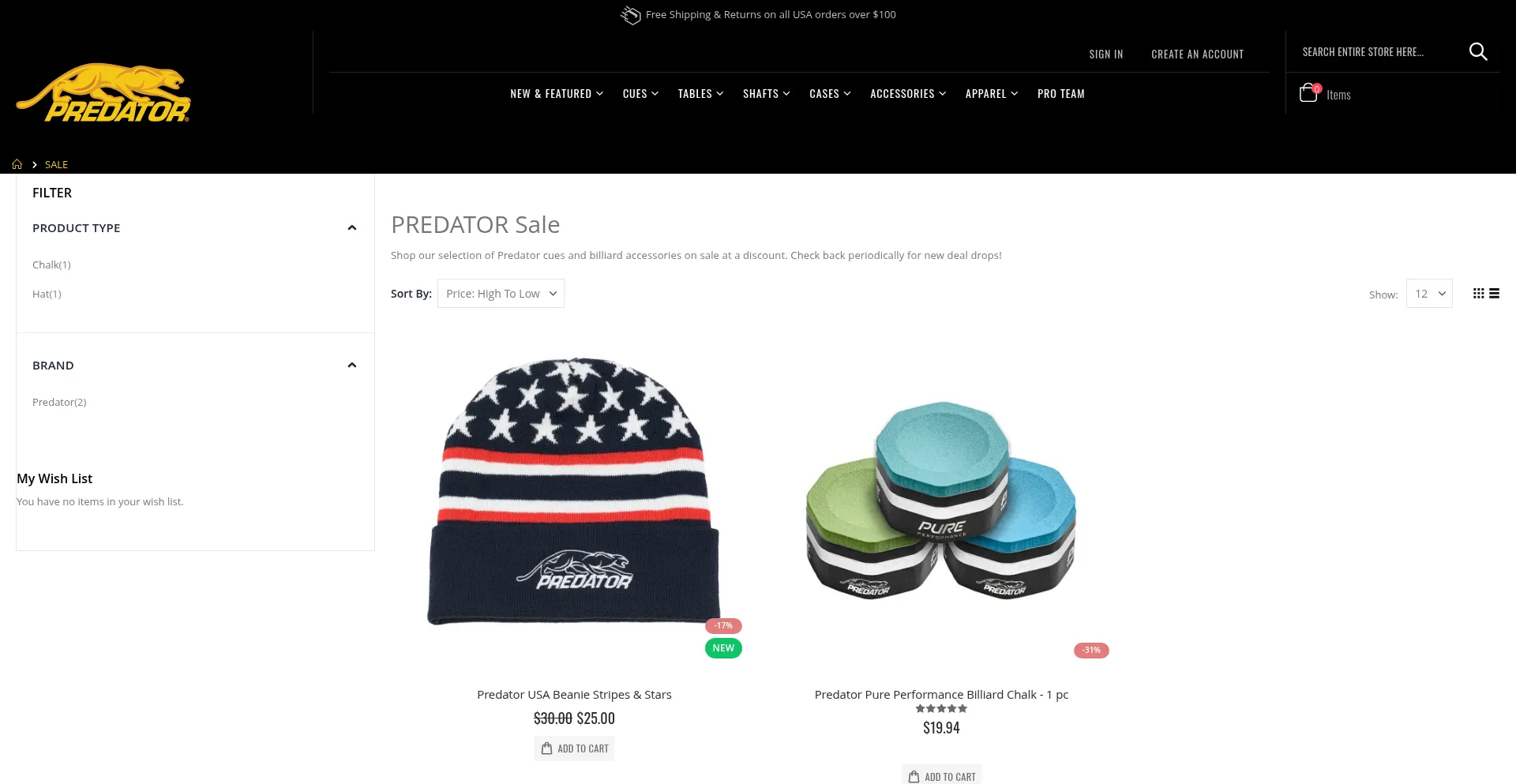 Website screenshot of Predatorcuesus.shop