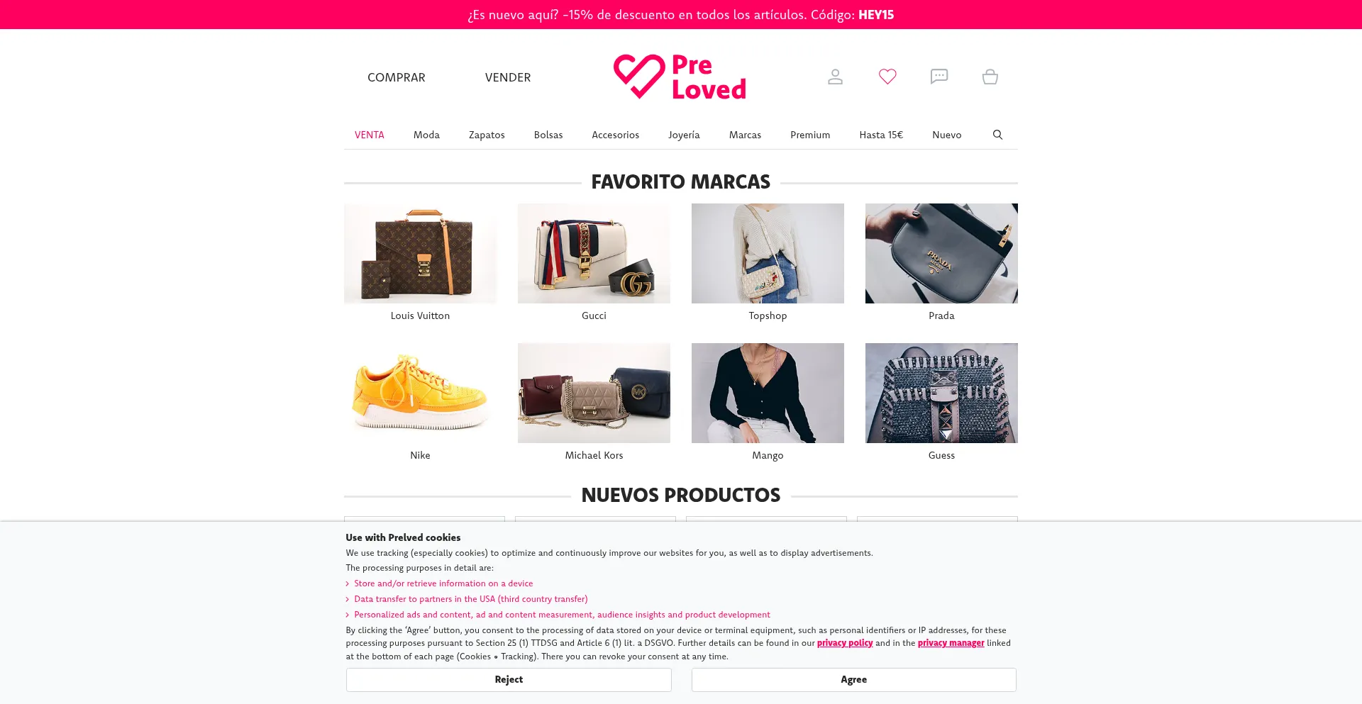 Website screenshot of Prelved.es