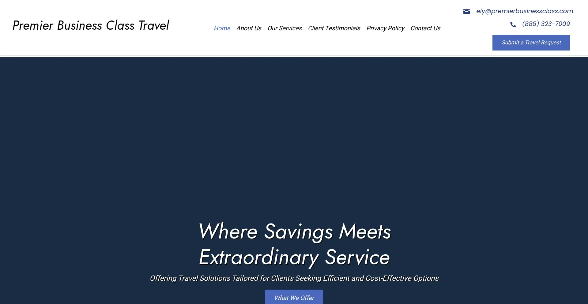 Website screenshot of Premierbusinessclass.com