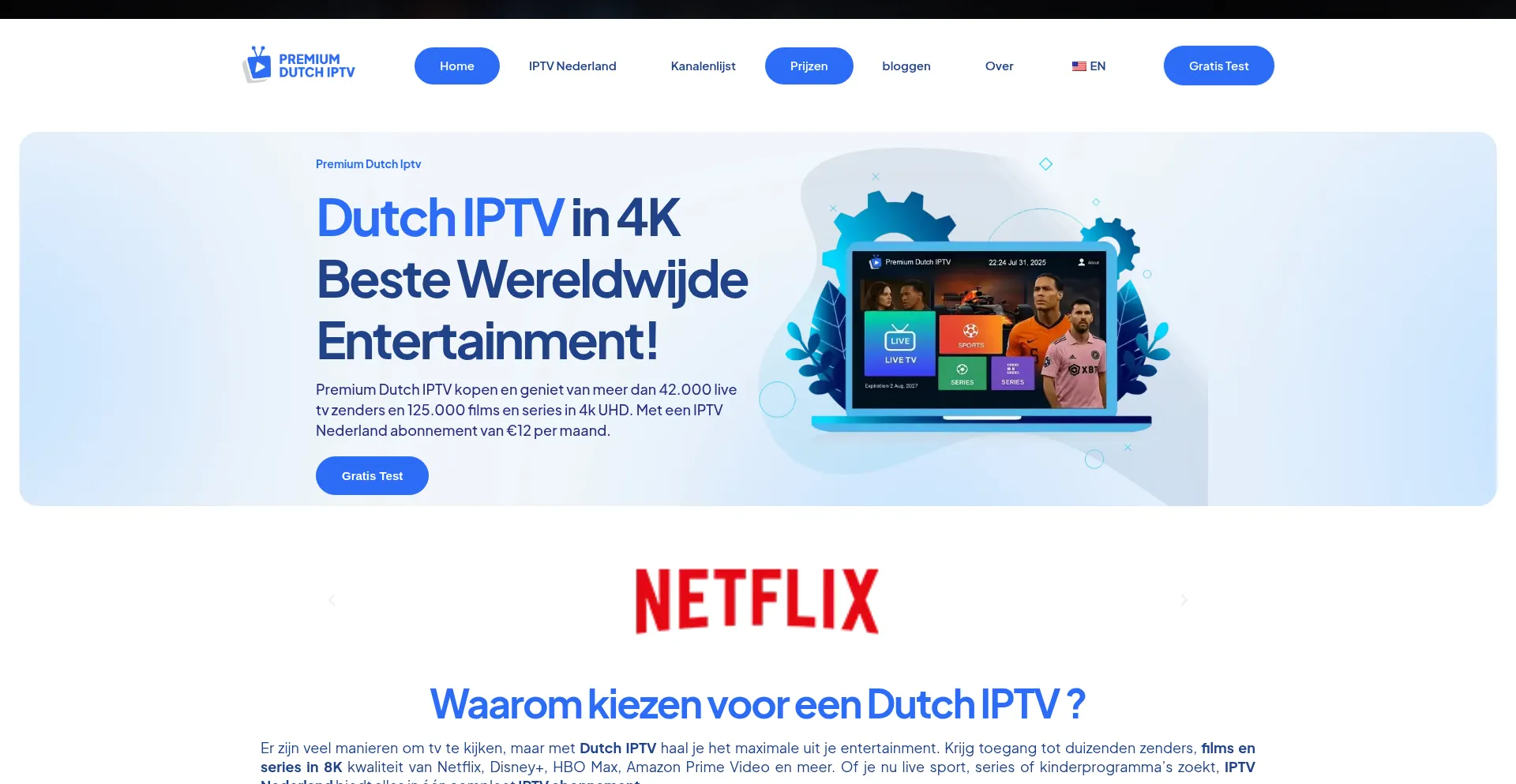 Website screenshot of Premiumdutchiptv.nl