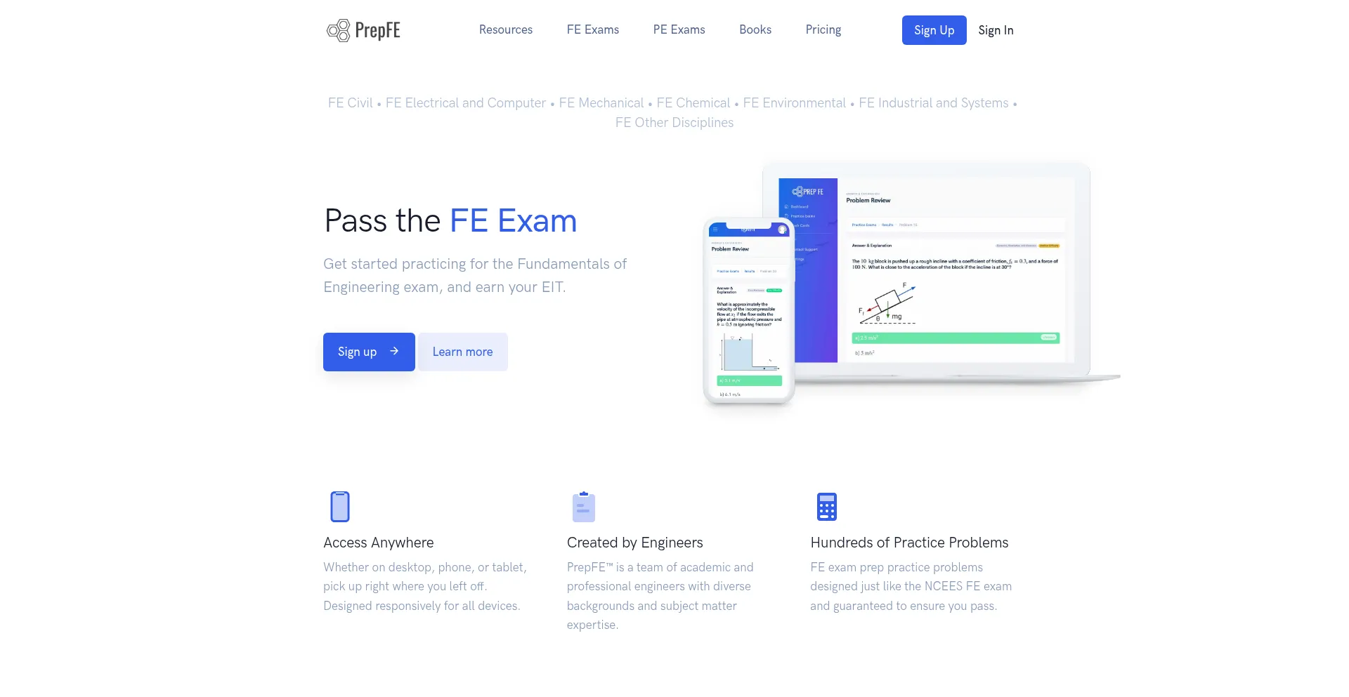 Website screenshot of Prepfe.com