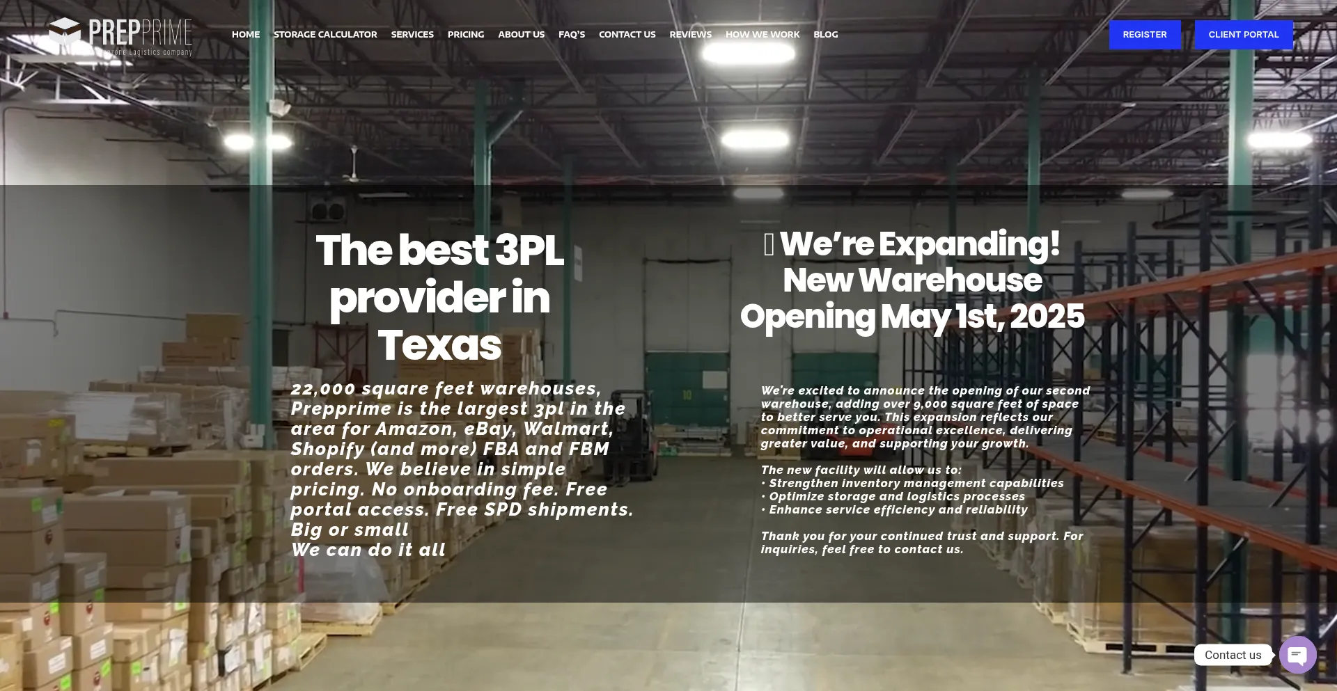 Website screenshot of Prepprime.com