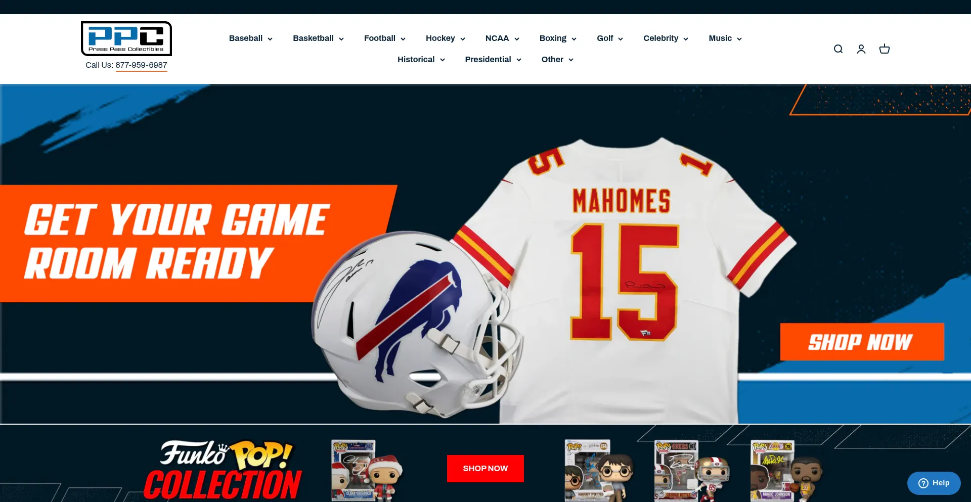 Website screenshot of Presspasscollectibles.com