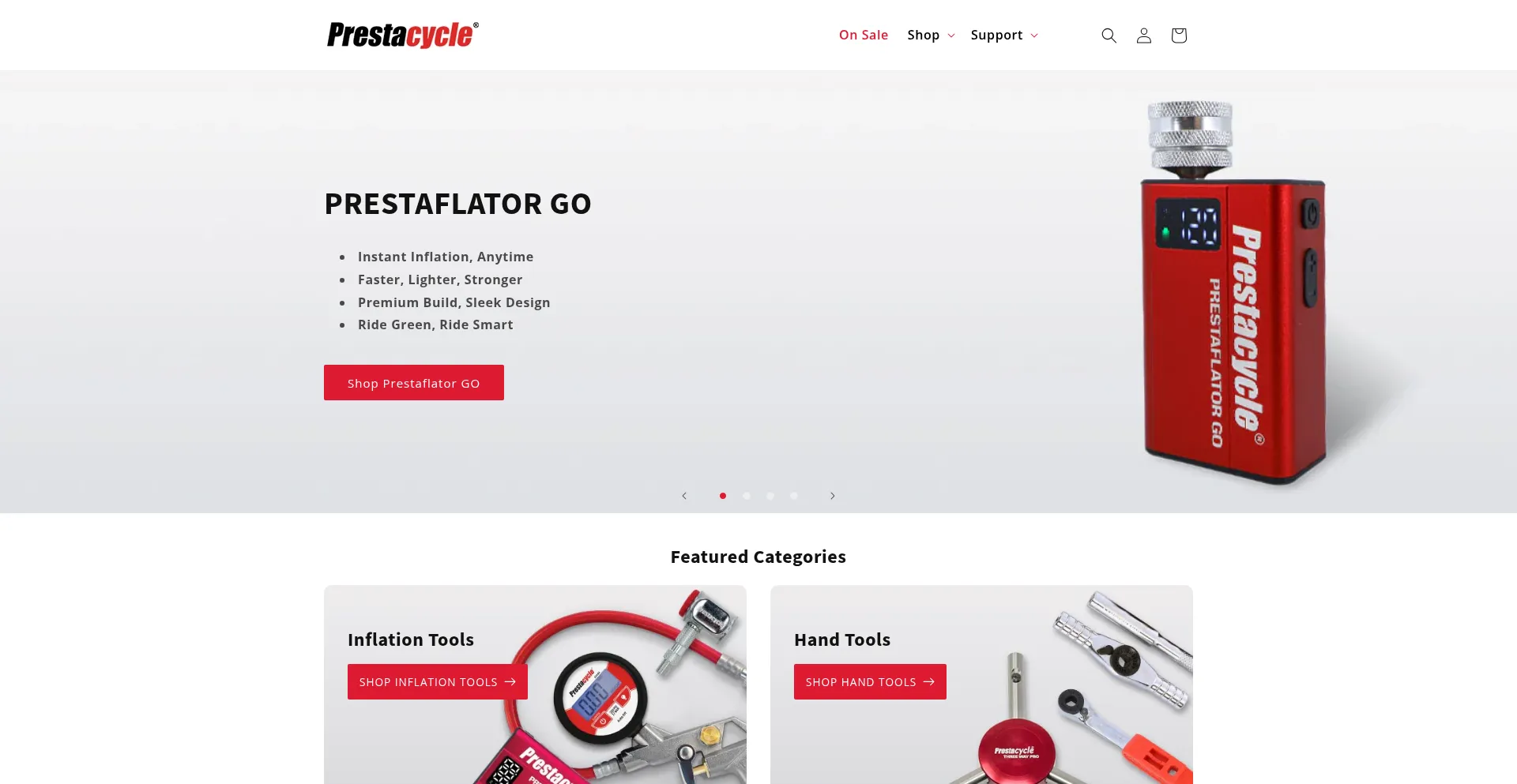 Website screenshot of Prestacycle.co.uk