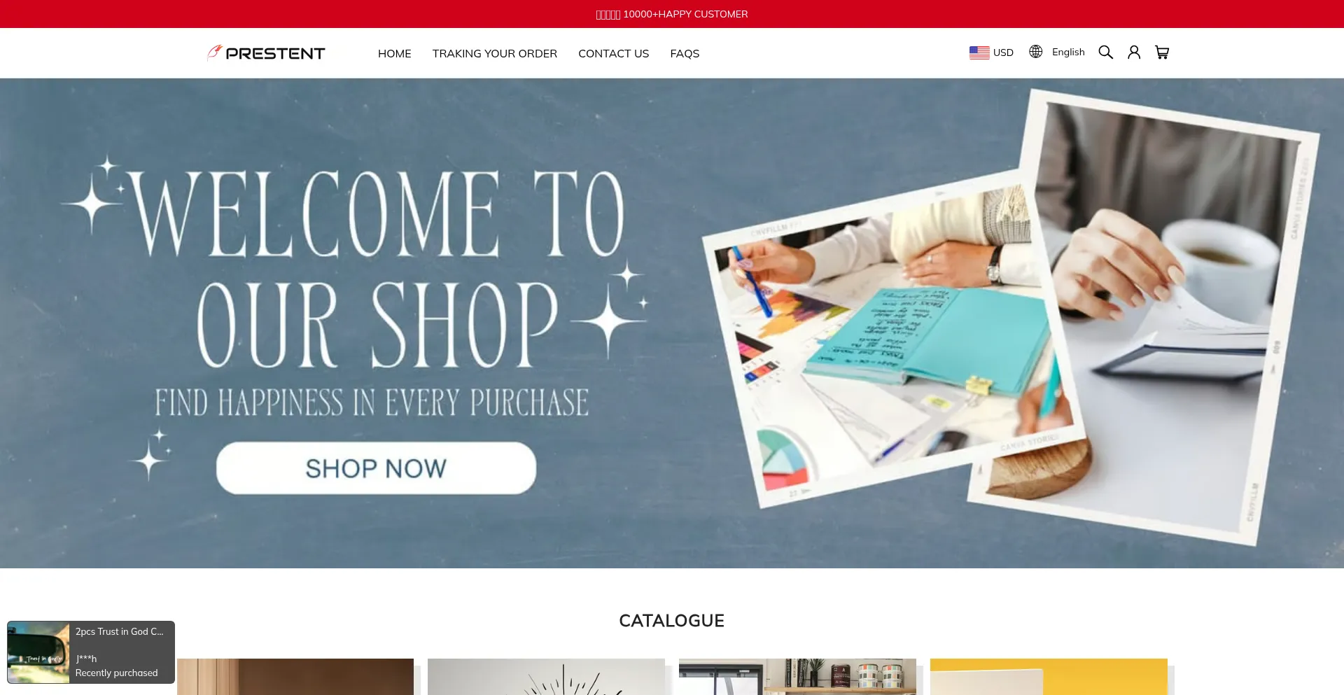 Website screenshot of Prestent.com