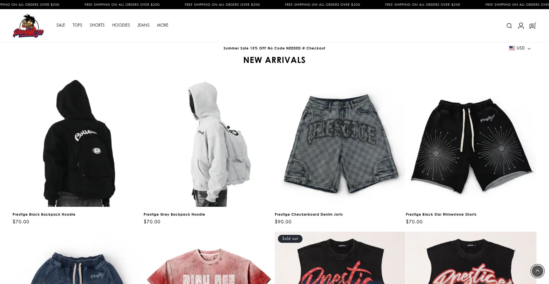 Website screenshot of Prestigecollection.store