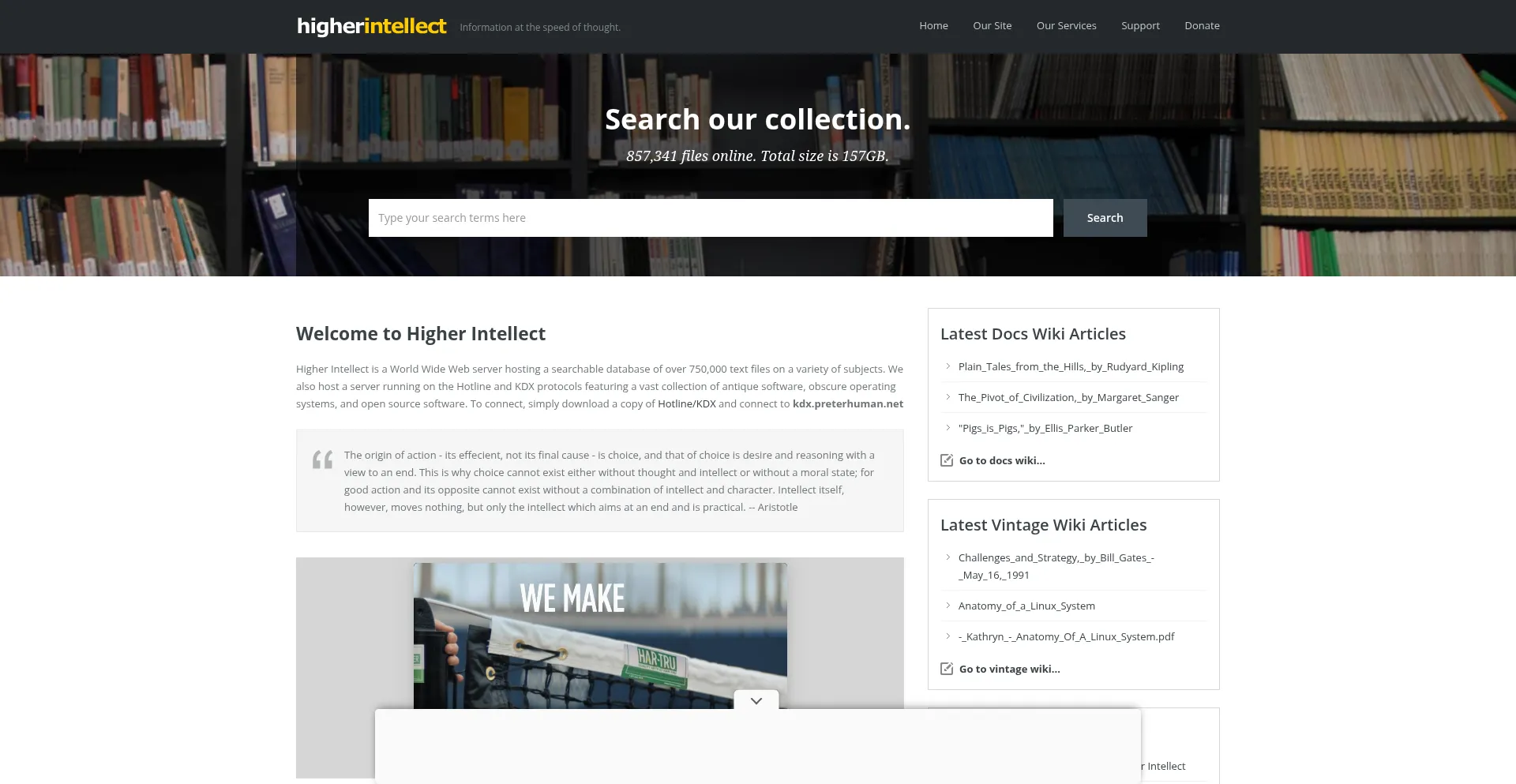 Website screenshot of Preterhuman.net