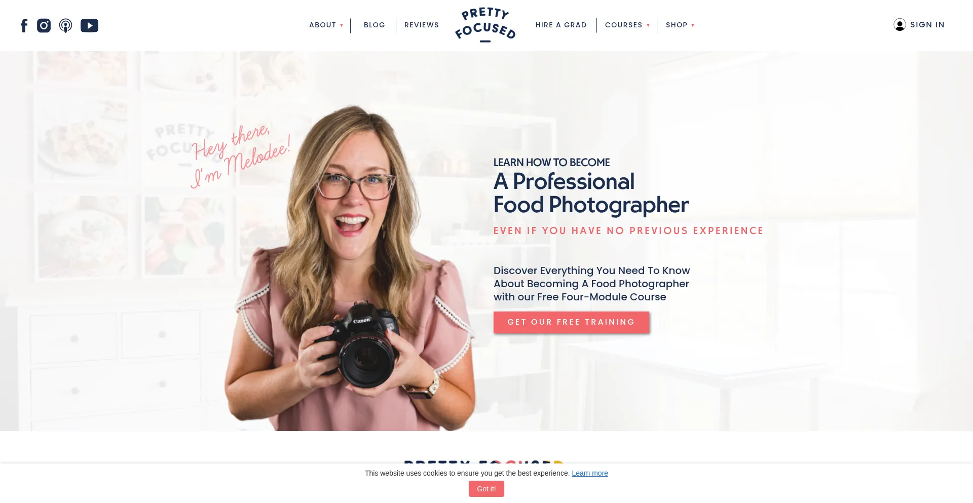 Website screenshot of Prettyfocused.com