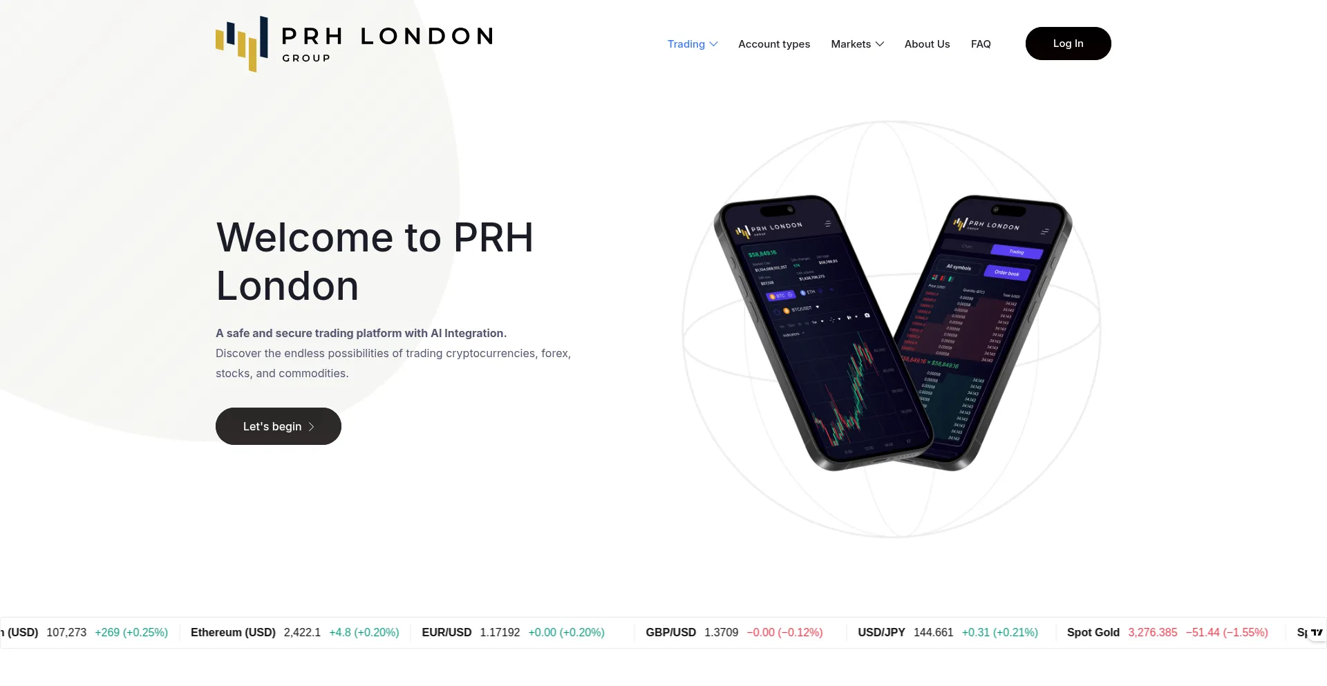 Website screenshot of Prhlondon.com