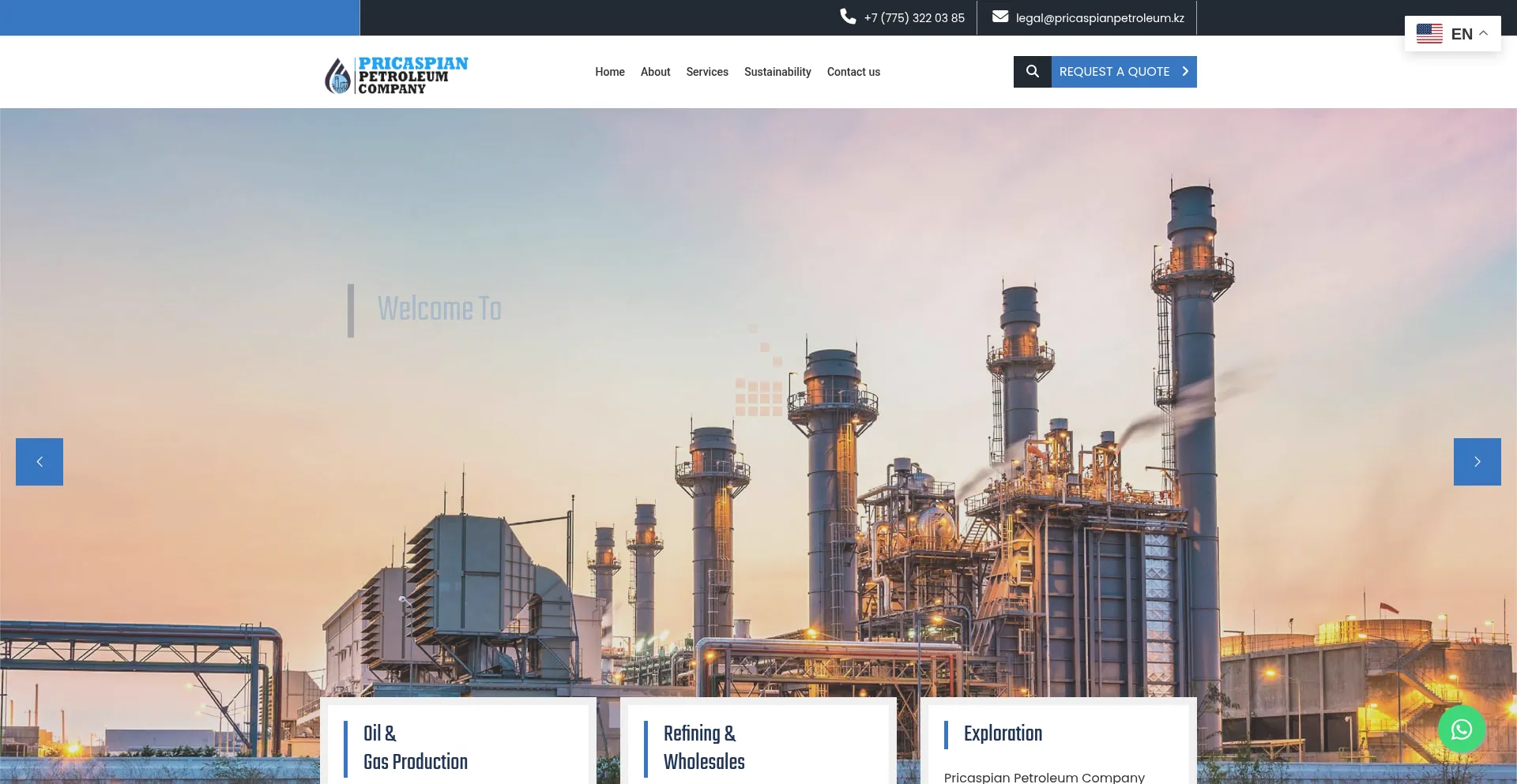 Website screenshot of Pricaspianpetroleum.kz