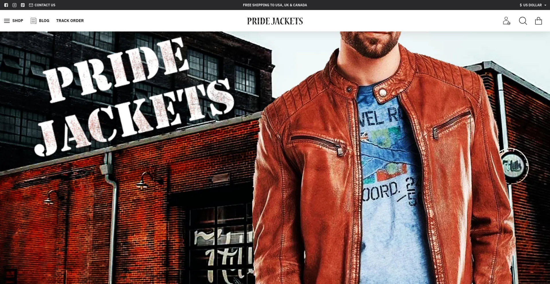 Website screenshot of Pridejackets.com