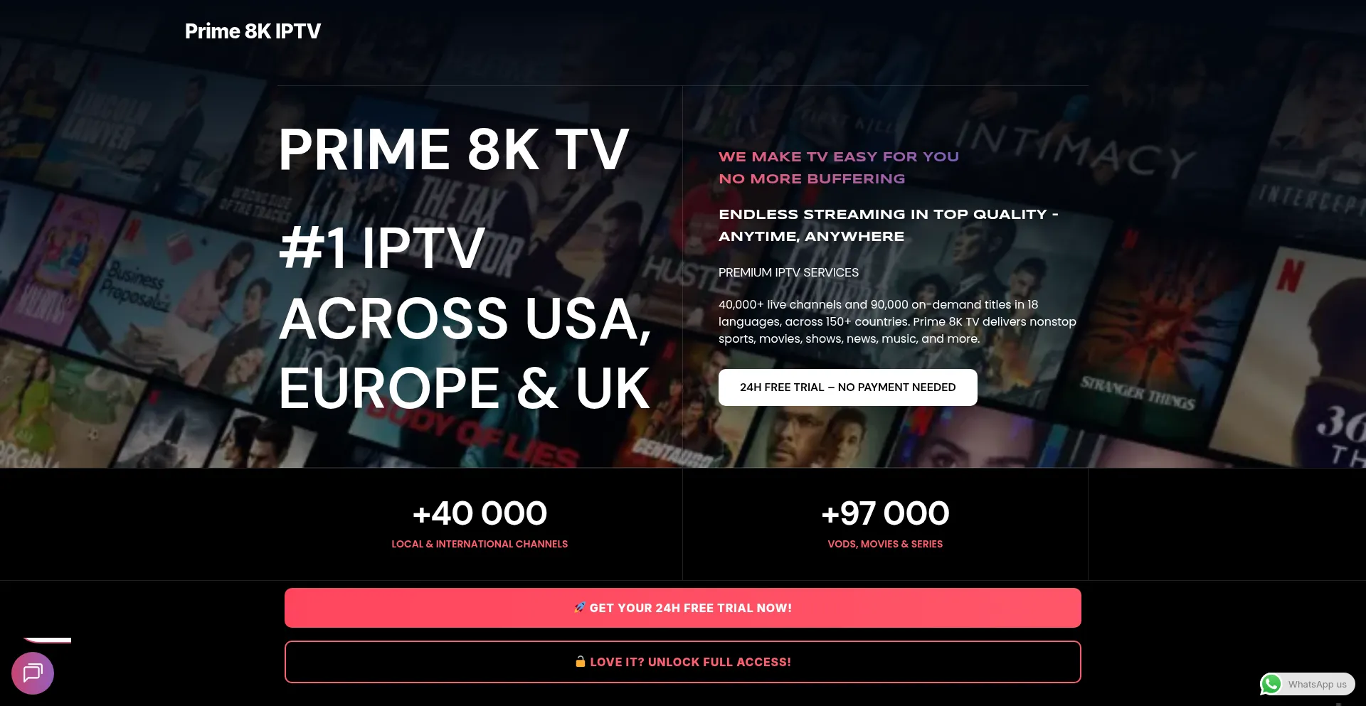 Website screenshot of Prime8ktv.com