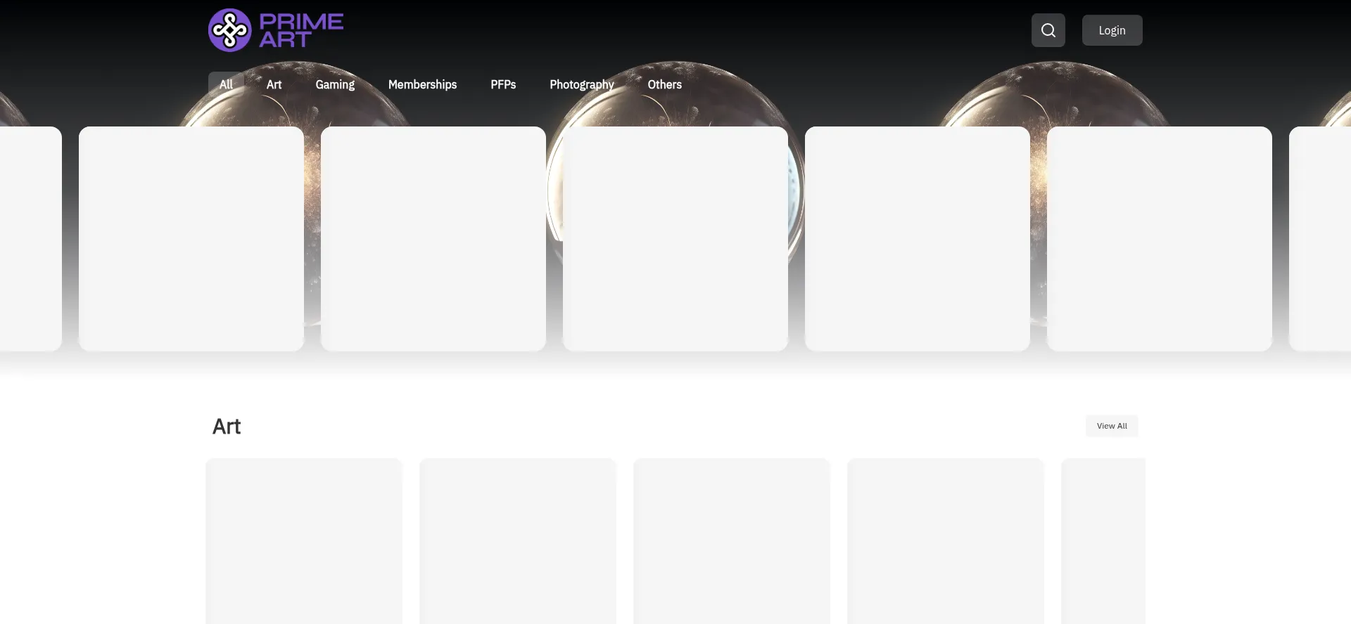 Website screenshot of Primeart.org