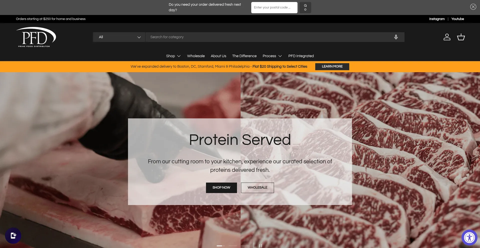 Website screenshot of Primefooddistributor.com