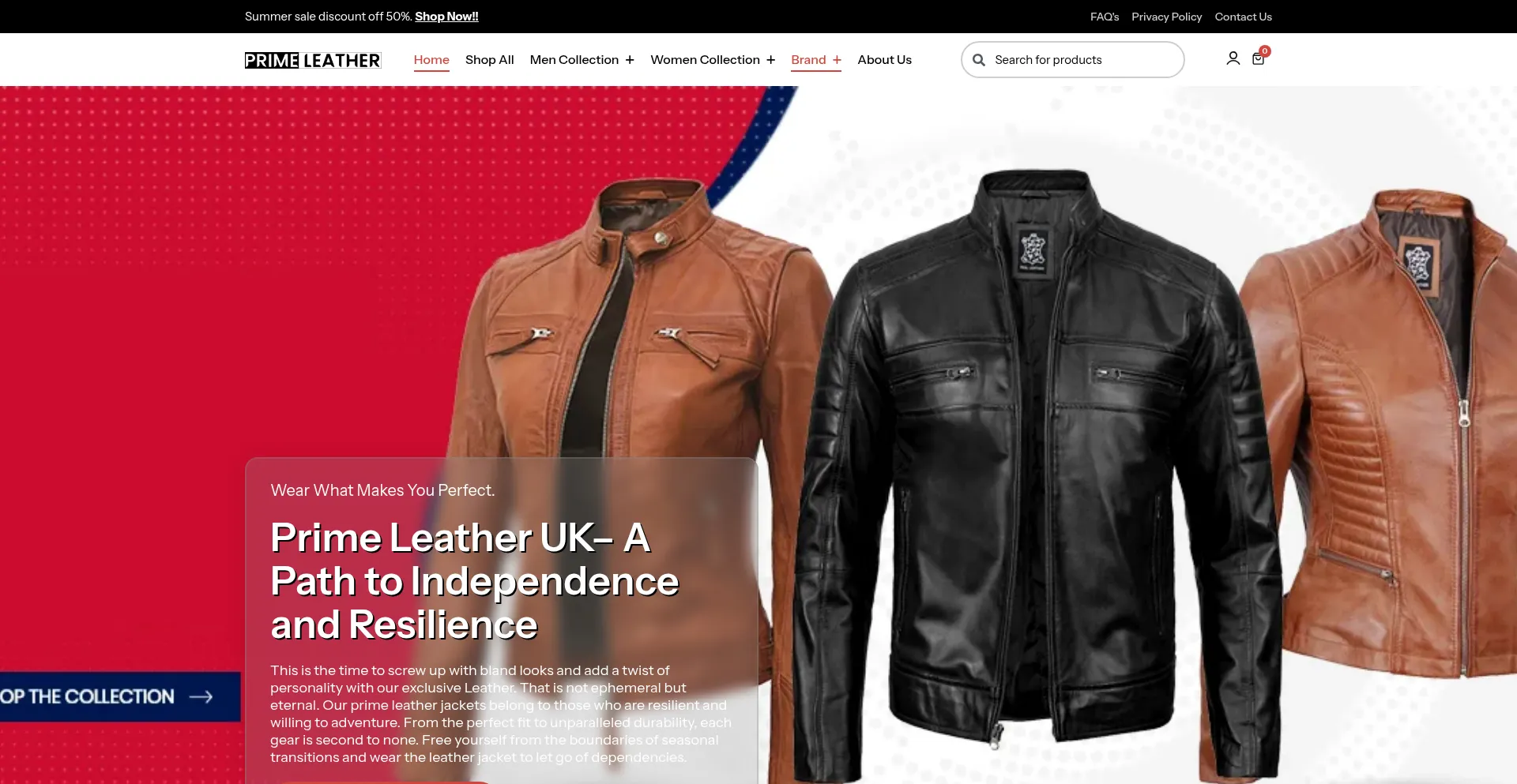 Website screenshot of Primeleather.uk
