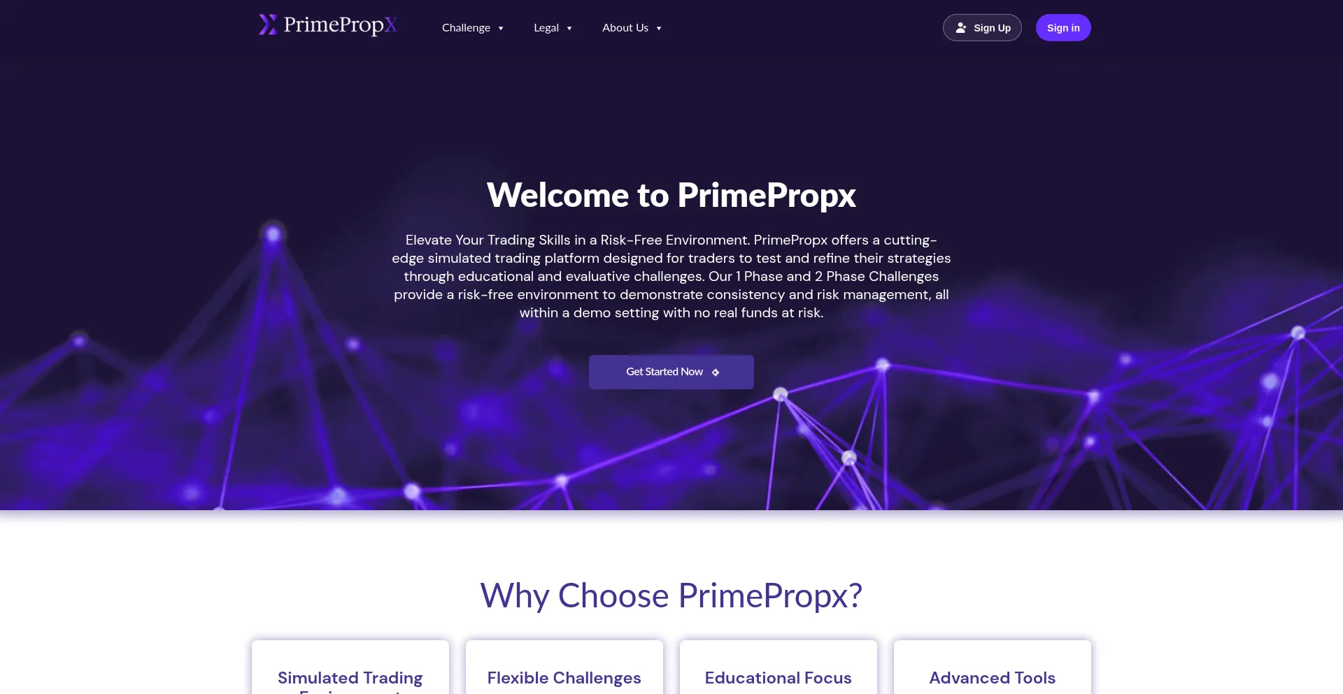 Website screenshot of Primepropx.com