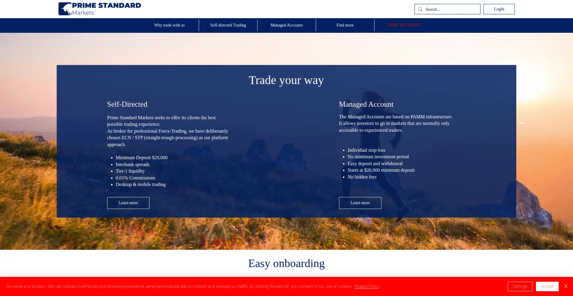 Website screenshot of Primestandardmarkets.com