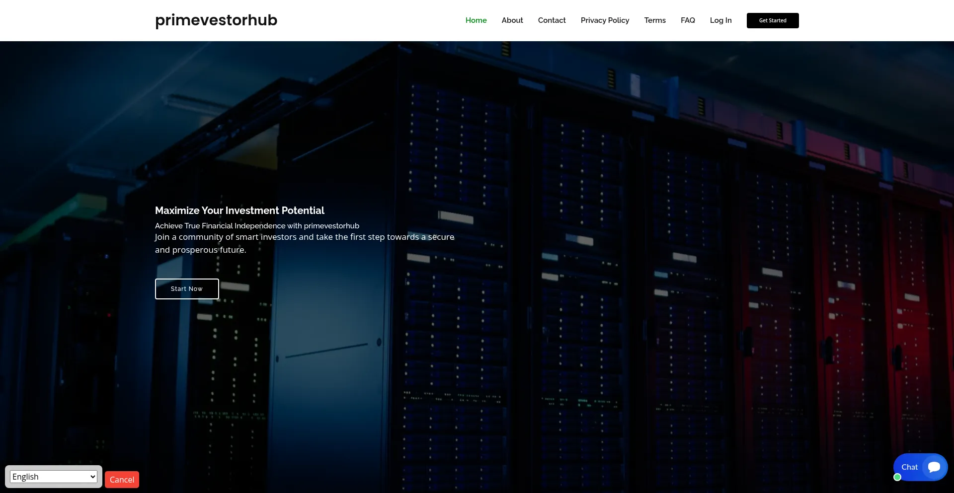 Website screenshot of Primevestorhub.org