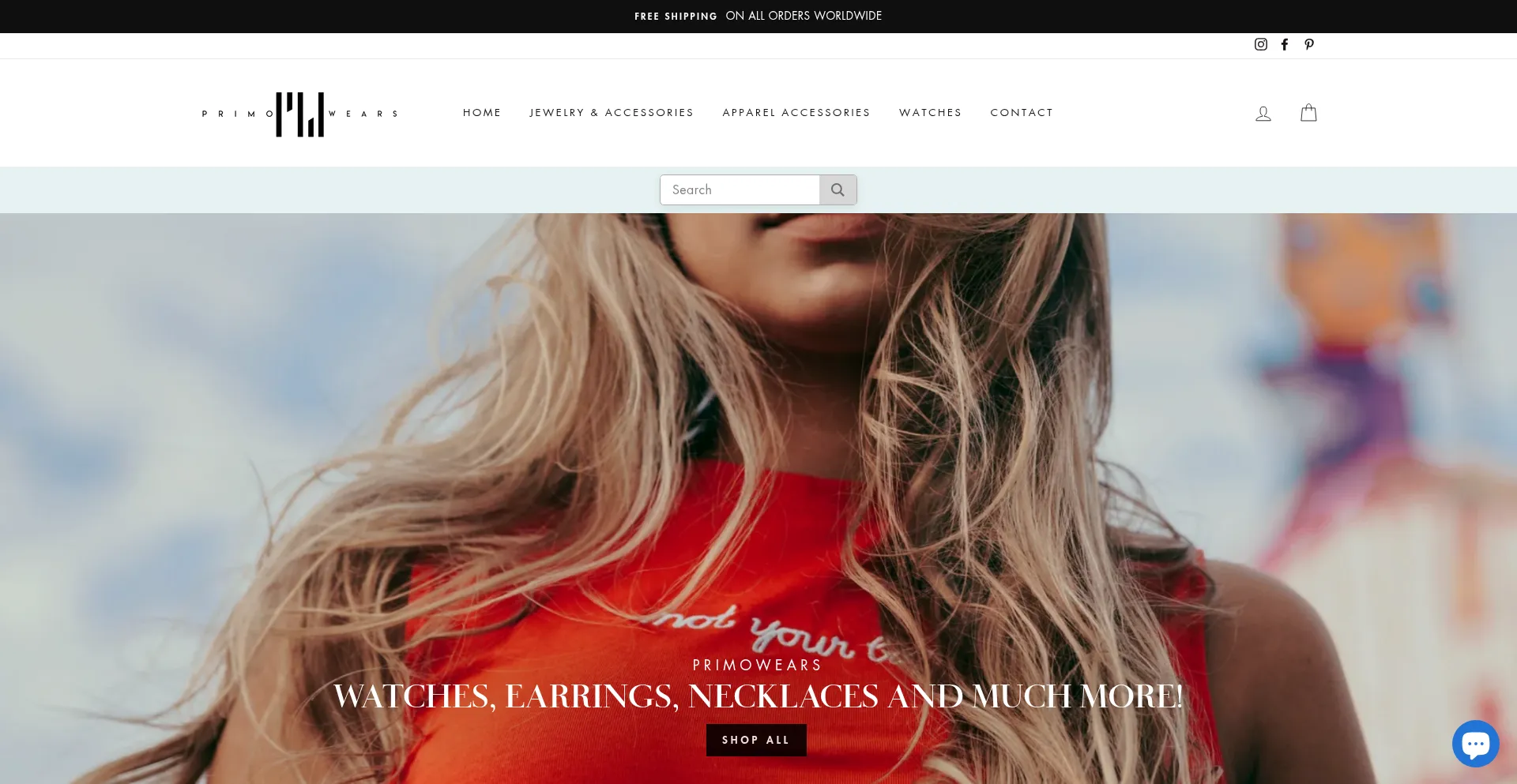 Website screenshot of Primowears.com