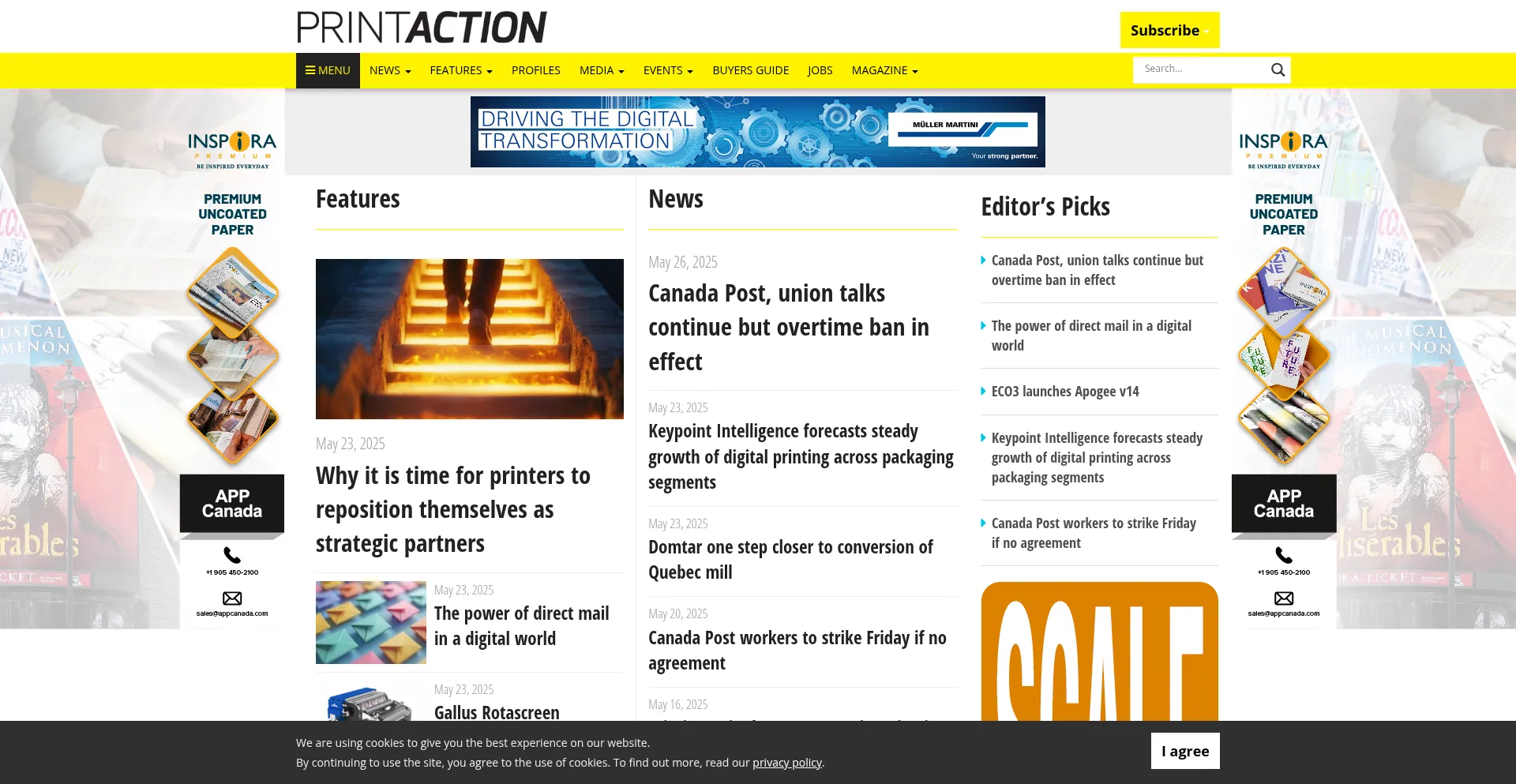 Website screenshot of Printaction.com