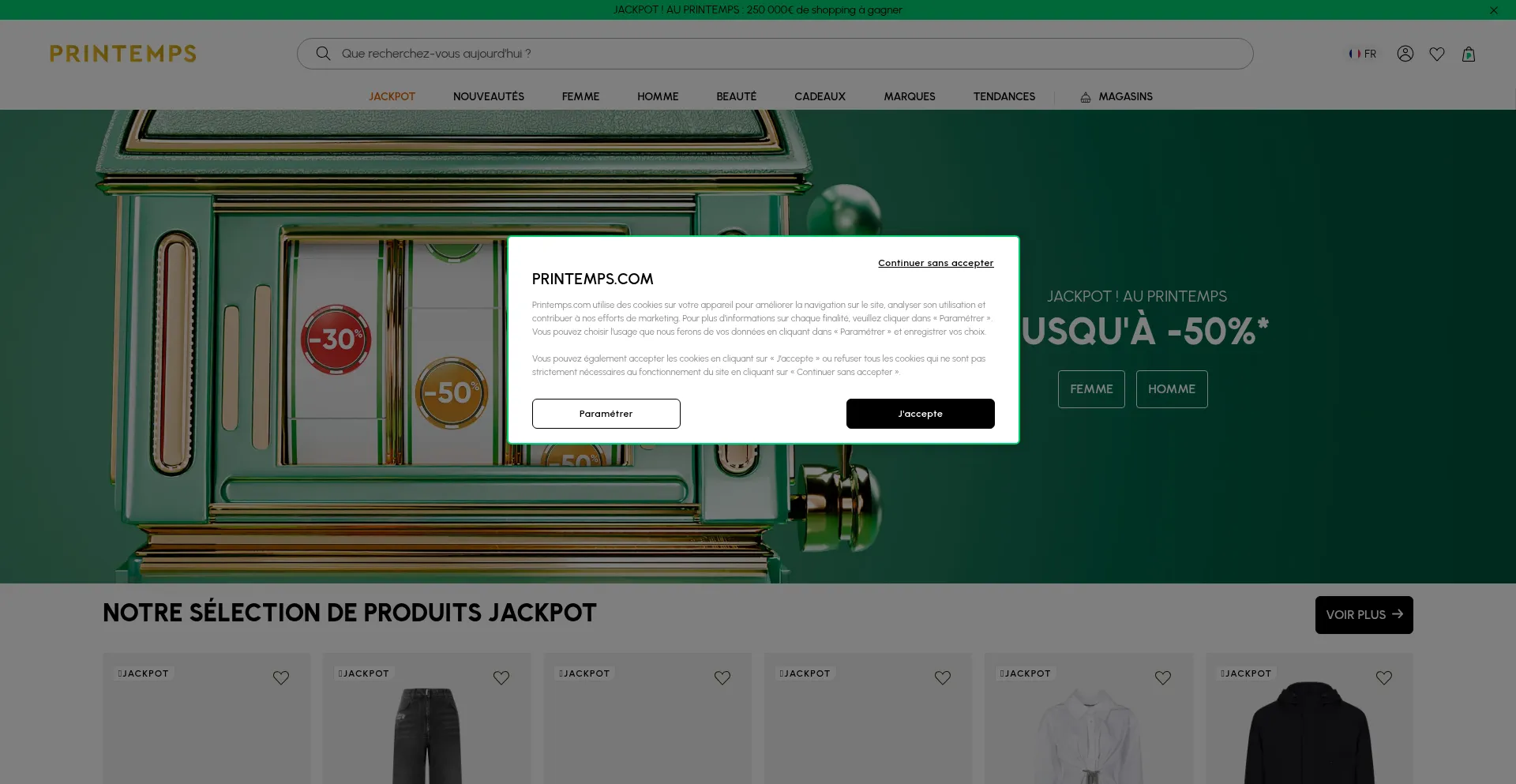 Website screenshot of Printemps.com