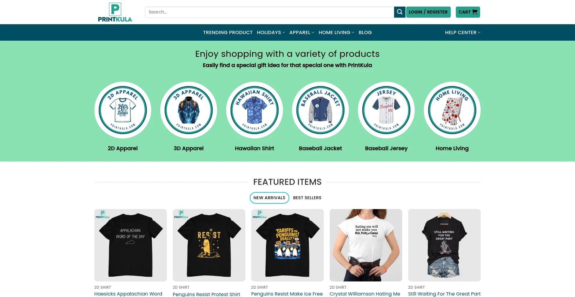 Website screenshot of Printkula.com