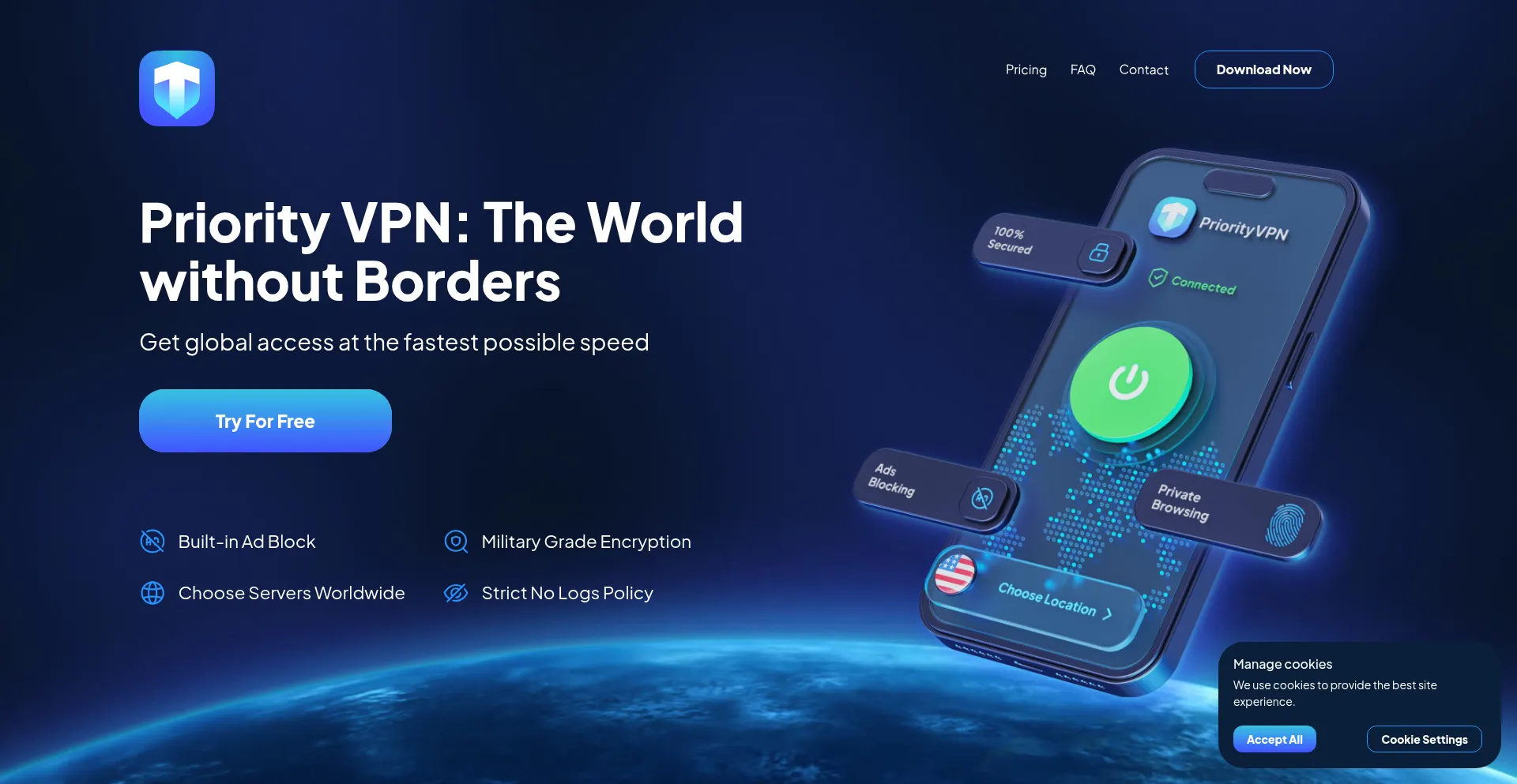 Website screenshot of Priorityvpn.app