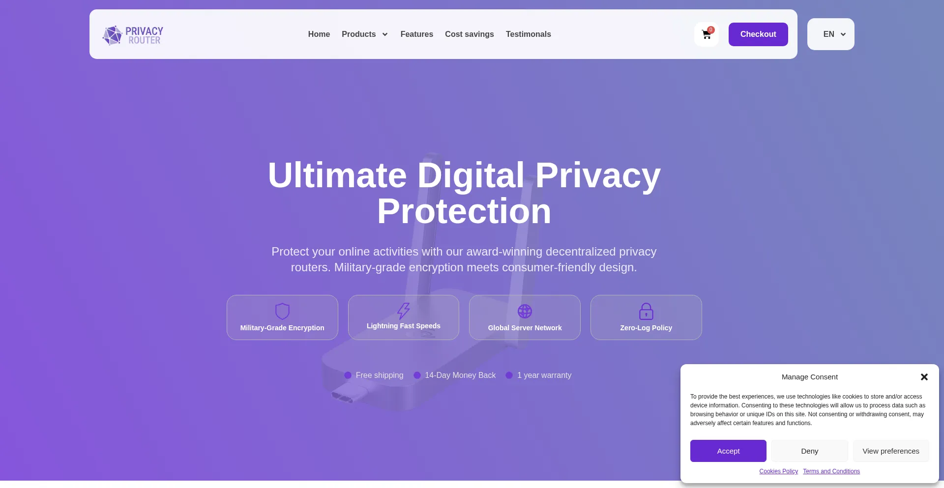 Website screenshot of Privacy-router.com