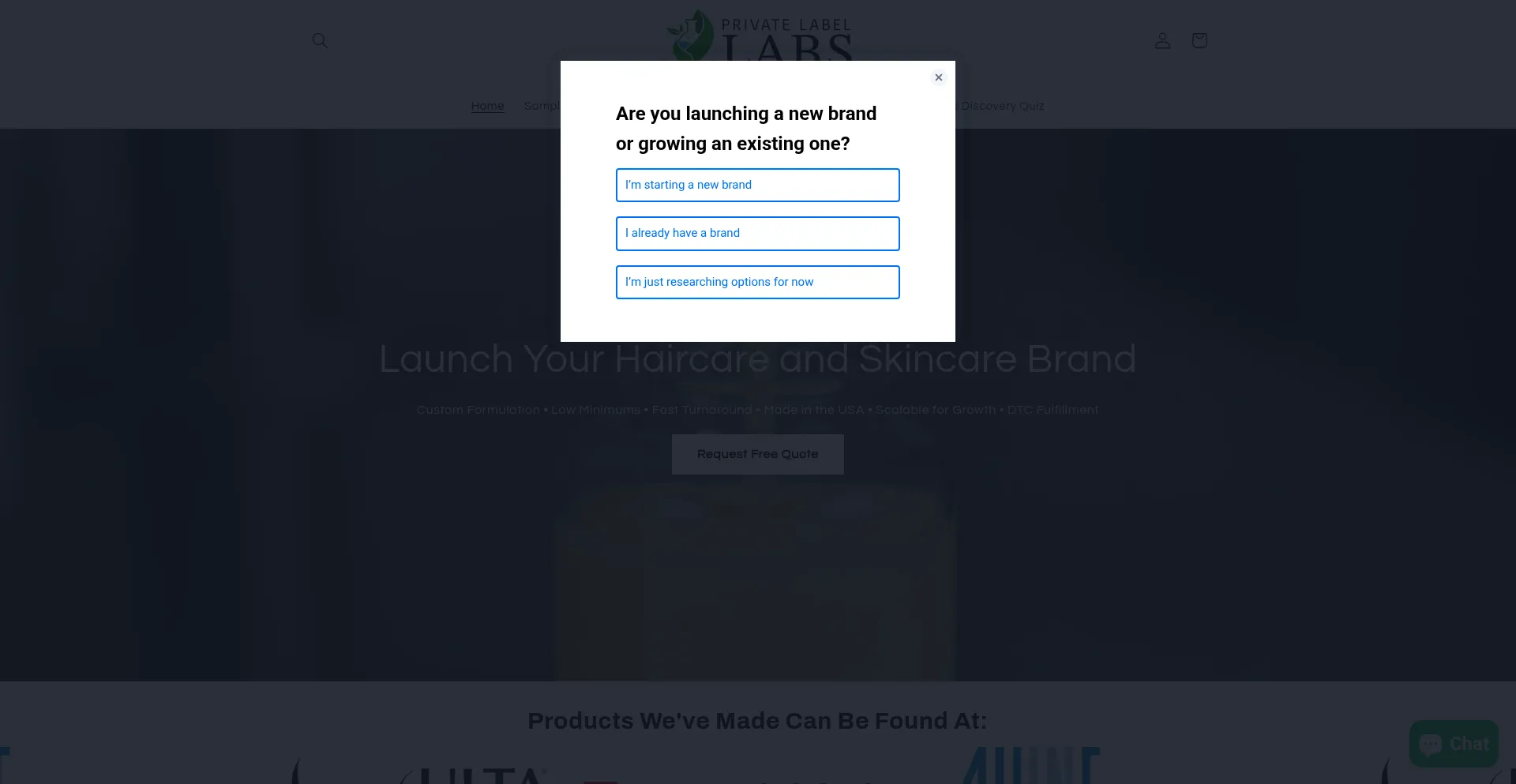 Website screenshot of Privlabellabs.com