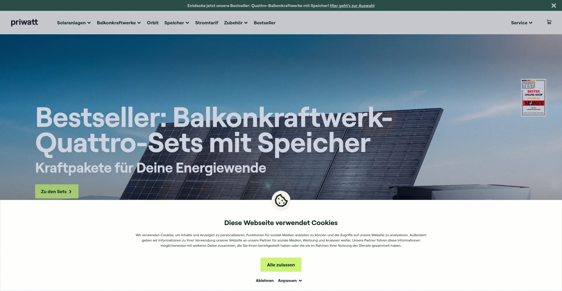 Website screenshot of Priwatt.de