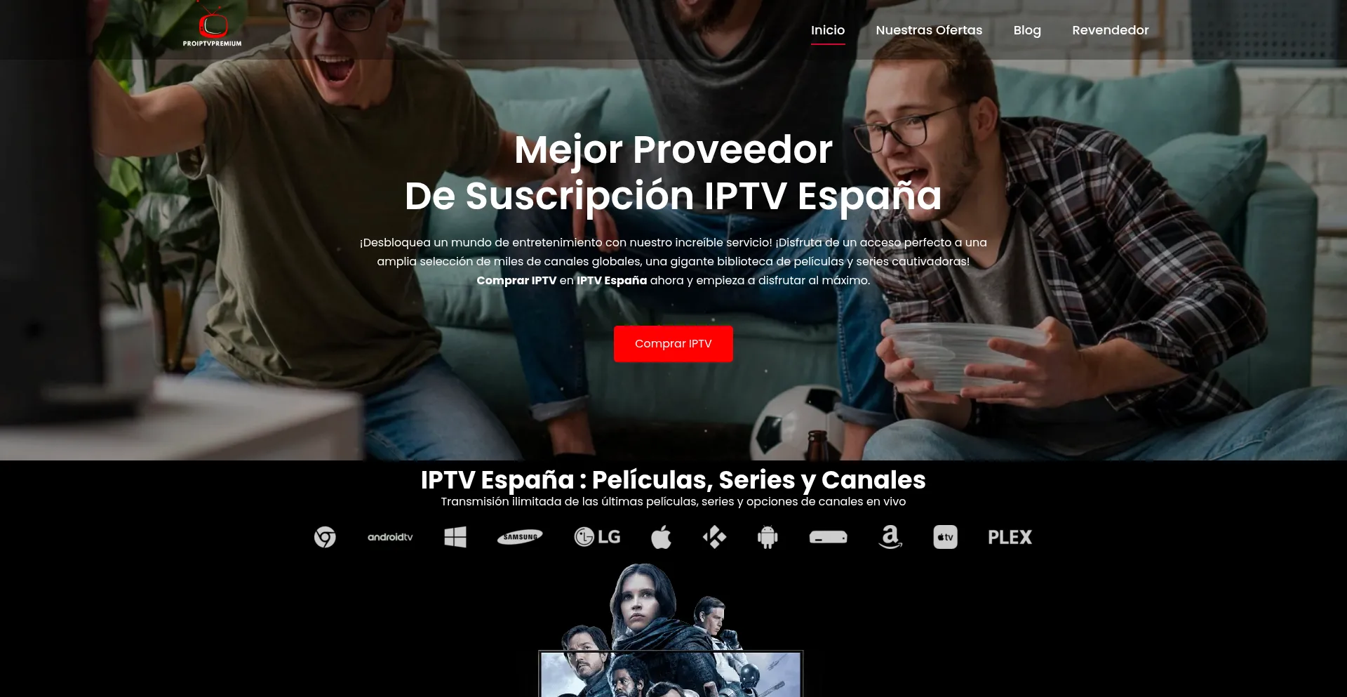 Website screenshot of Pro-tvpremium.es