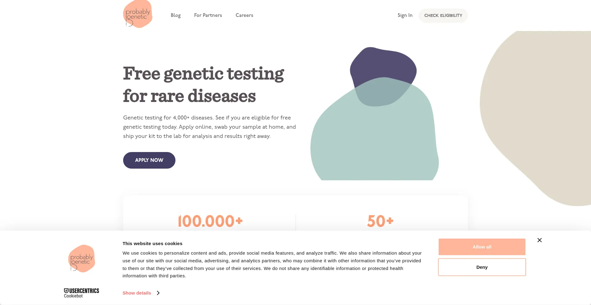Website screenshot of Probablygenetic.com